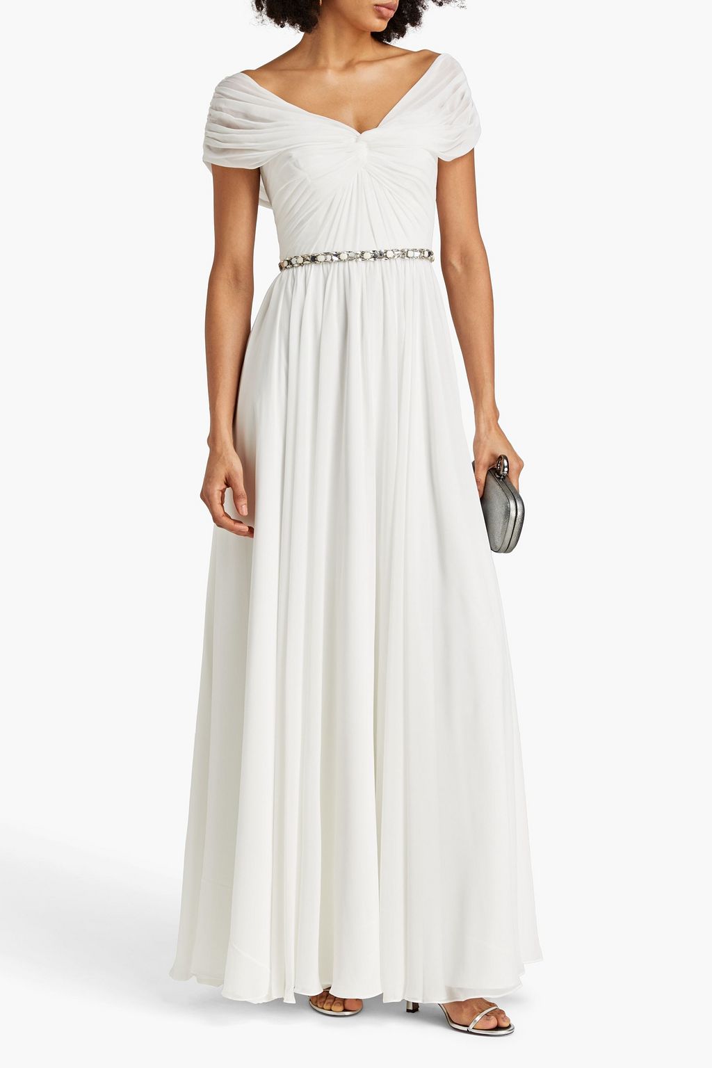 JENNY PACKHAM Crystal-embellished chiffon bridal gown