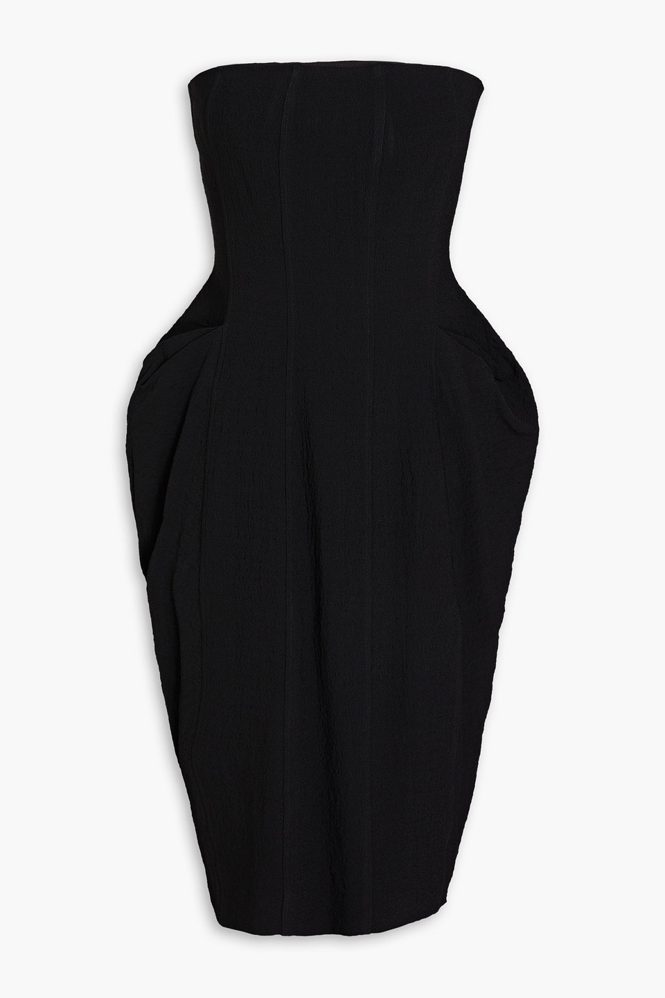 Bite Studios Strapless Pleated Crepe Dress In Black