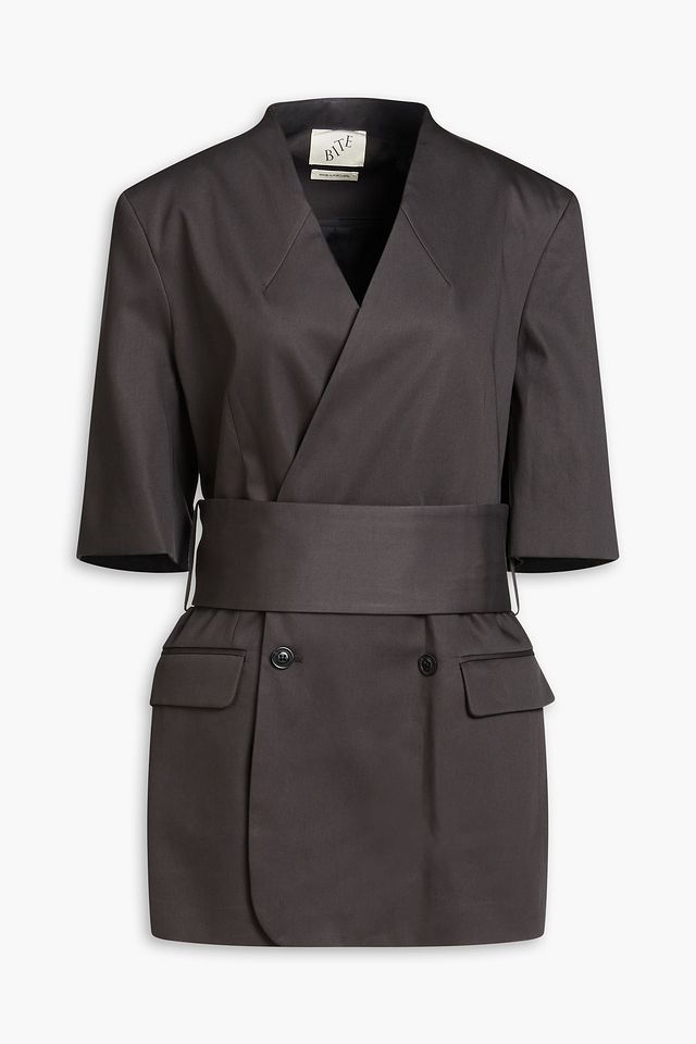 Belted cotton blazer