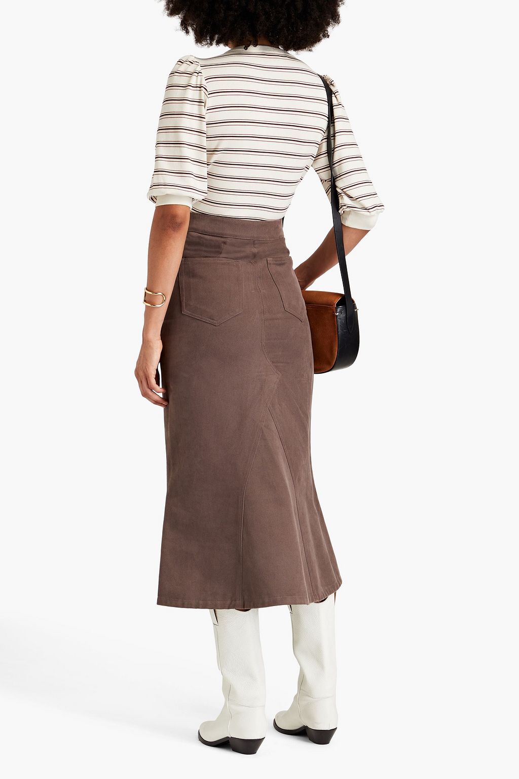 VERONICA BEARD Striped ribbed stretch-Pima cotton jersey top