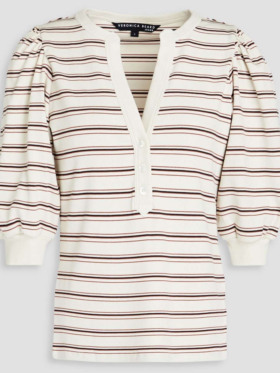 striped ribbed stretch-pima cotton jersey top