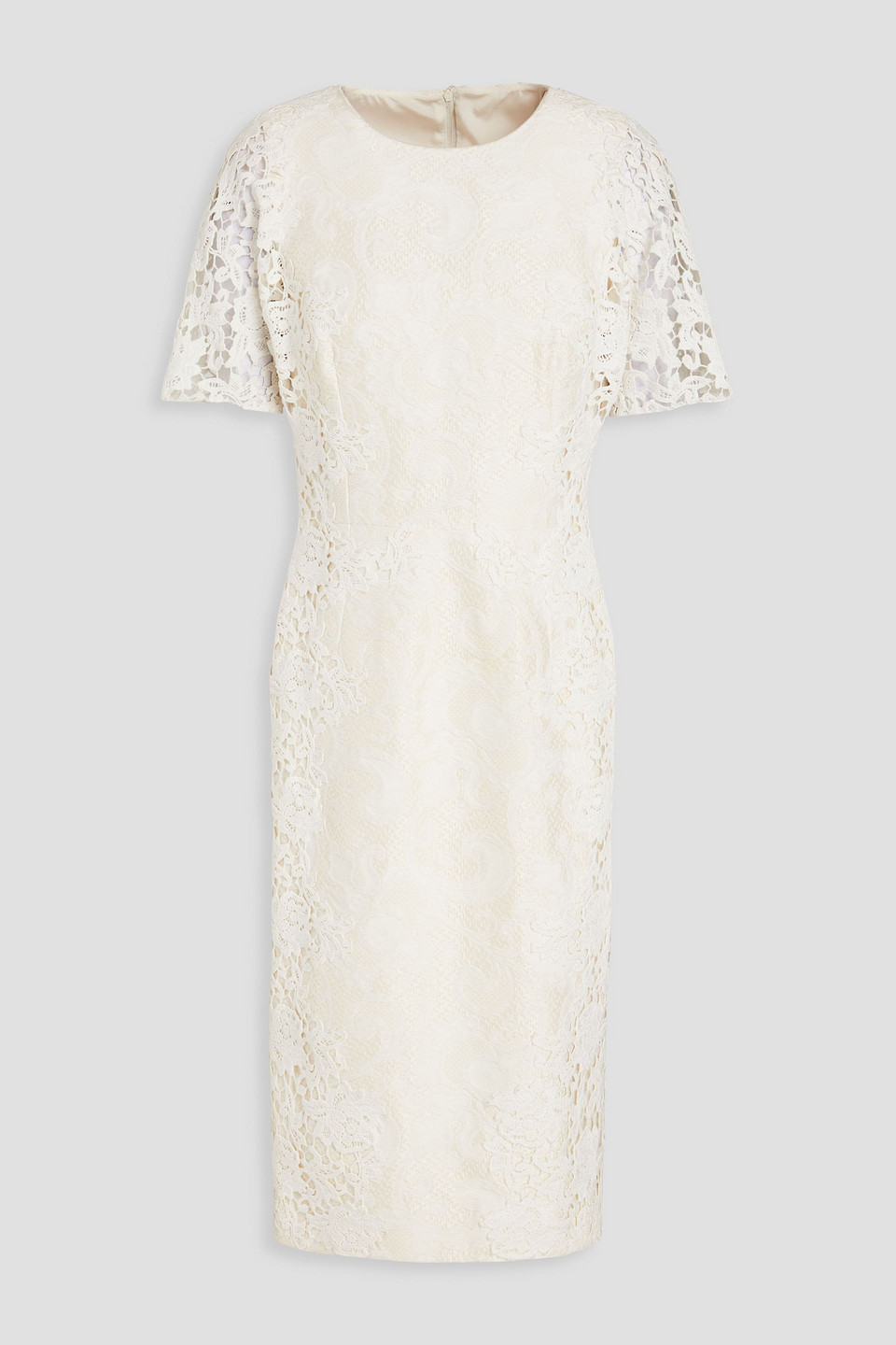 Dolce & Gabbana Crocheted Lace Cotton And Silk-blend Dress In White
