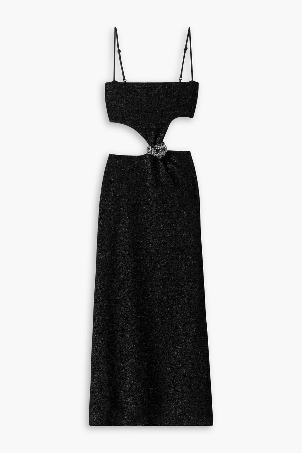 johanna ortiz - sueño costero cutout embellished metallic stretch-jersey midi dress - black - us 4