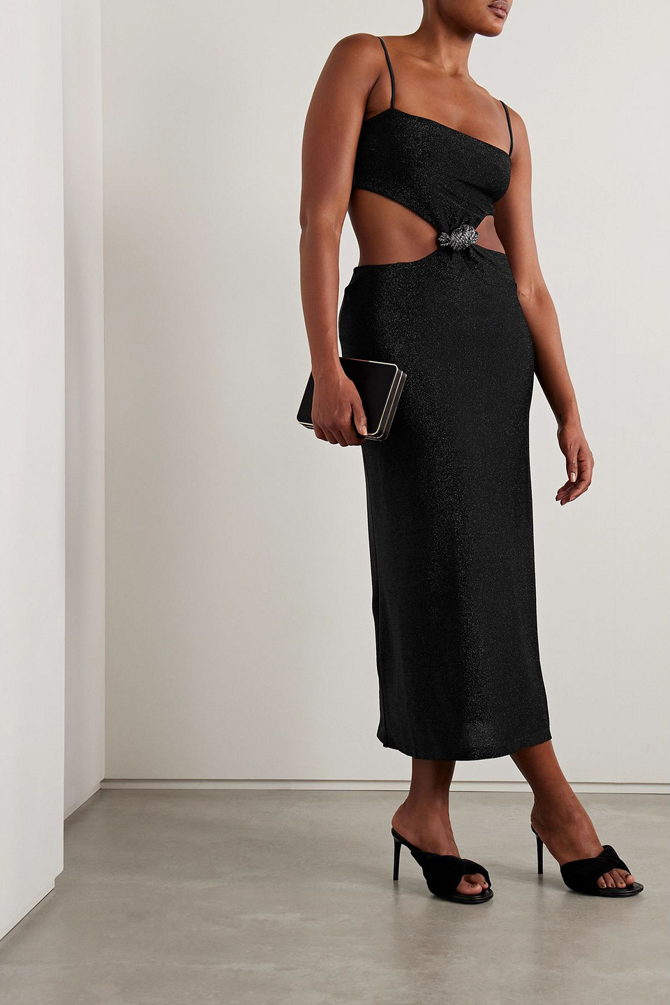  Johanna Ortiz - Sueño Costero Cutout Embellished Metallic Stretch-jersey Midi Dress - Schwarz - Us 6 