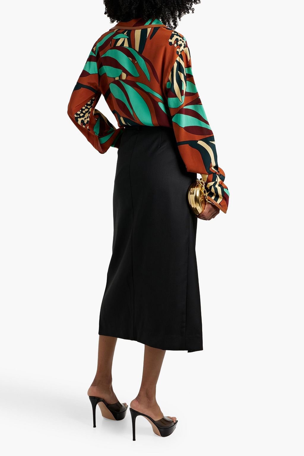 JOHANNA ORTIZ Defensa Noble wool-twill midi skirt