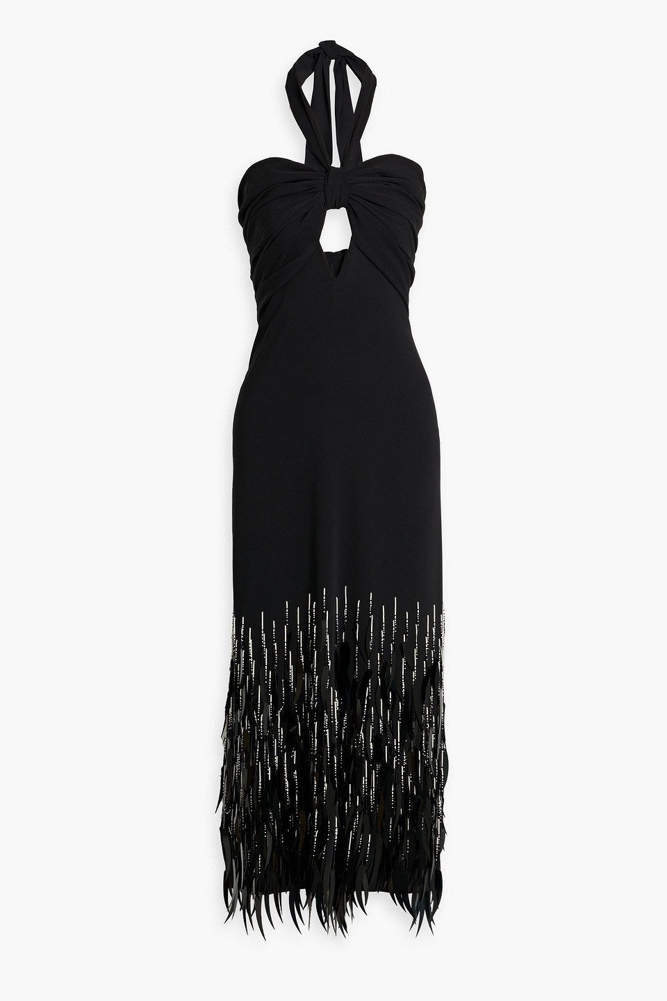 Fiesta Costera embellished crepe halterneck midi dress