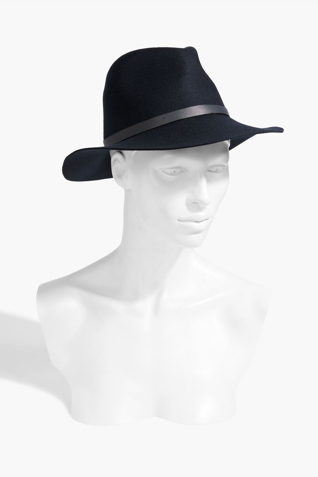 RAG & BONE Leather-trimmed wool-felt fedora