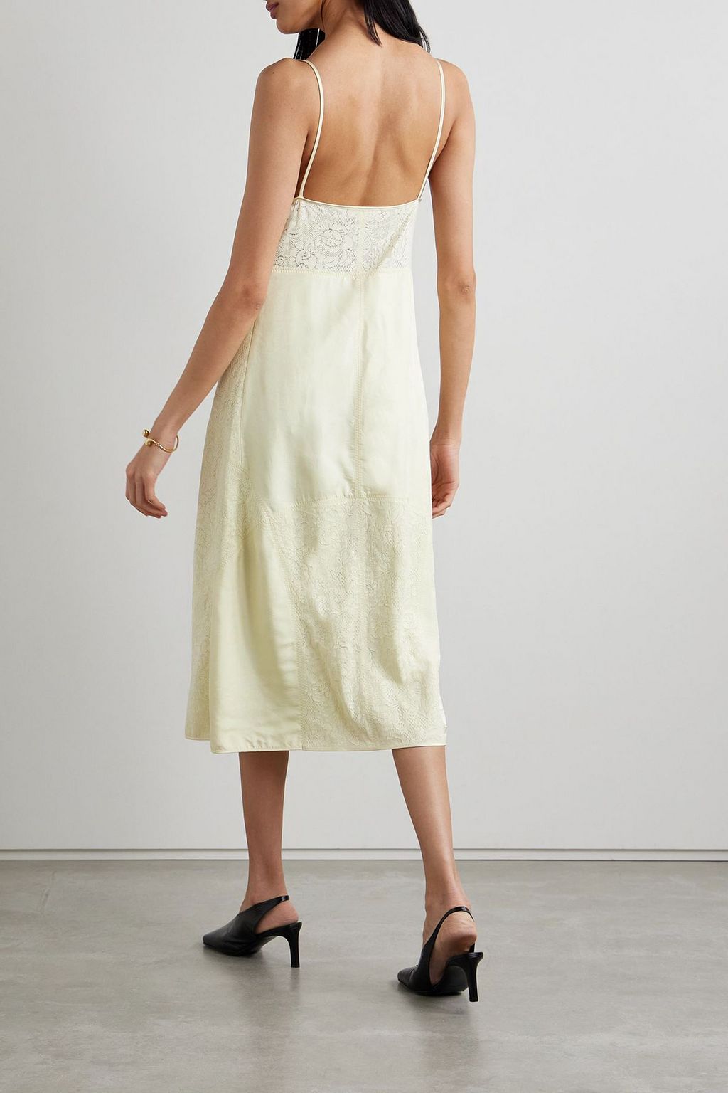 JIL SANDER Satin and lace midi dress