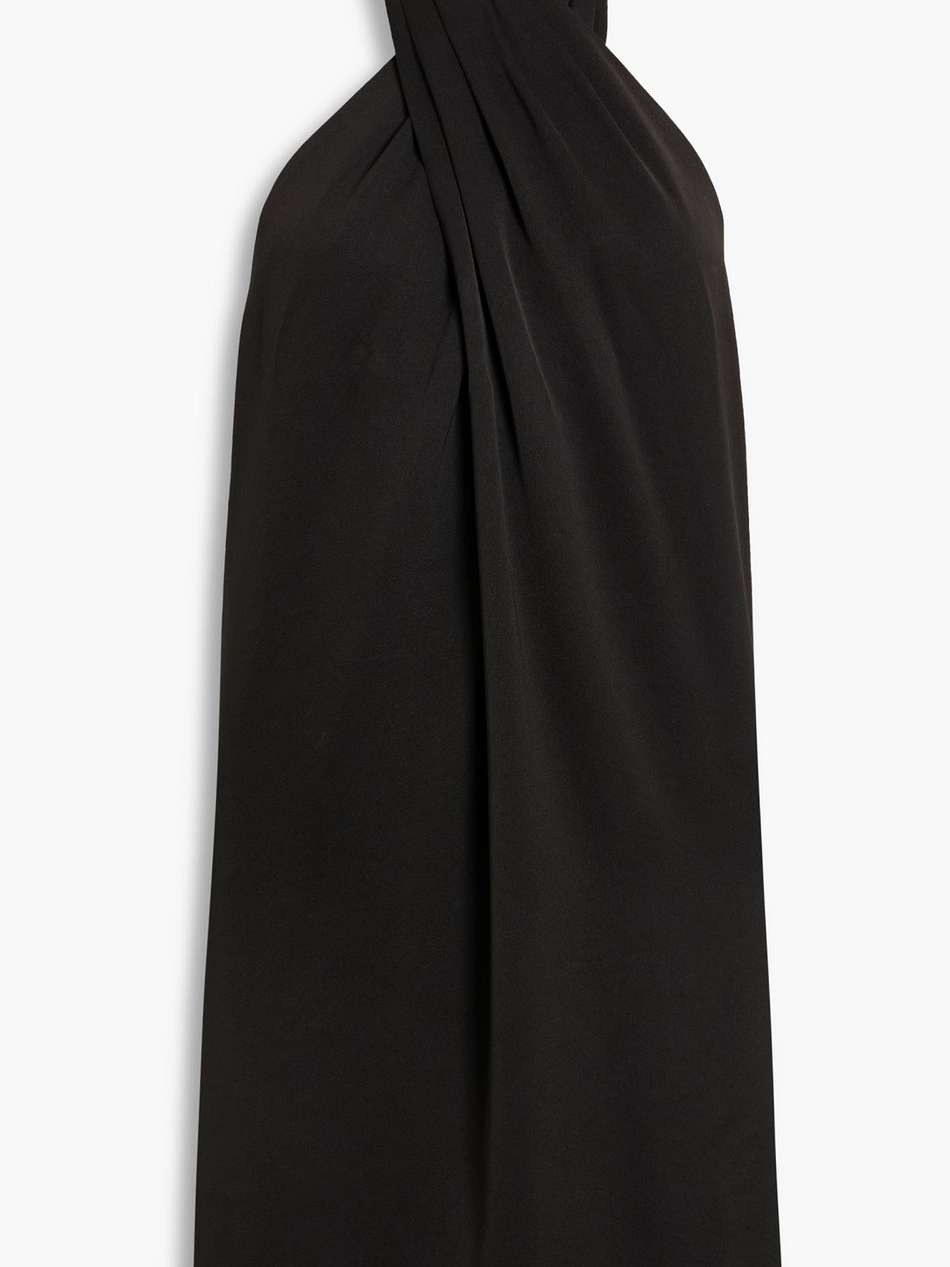 twist-front satin-crepe halterneck dress