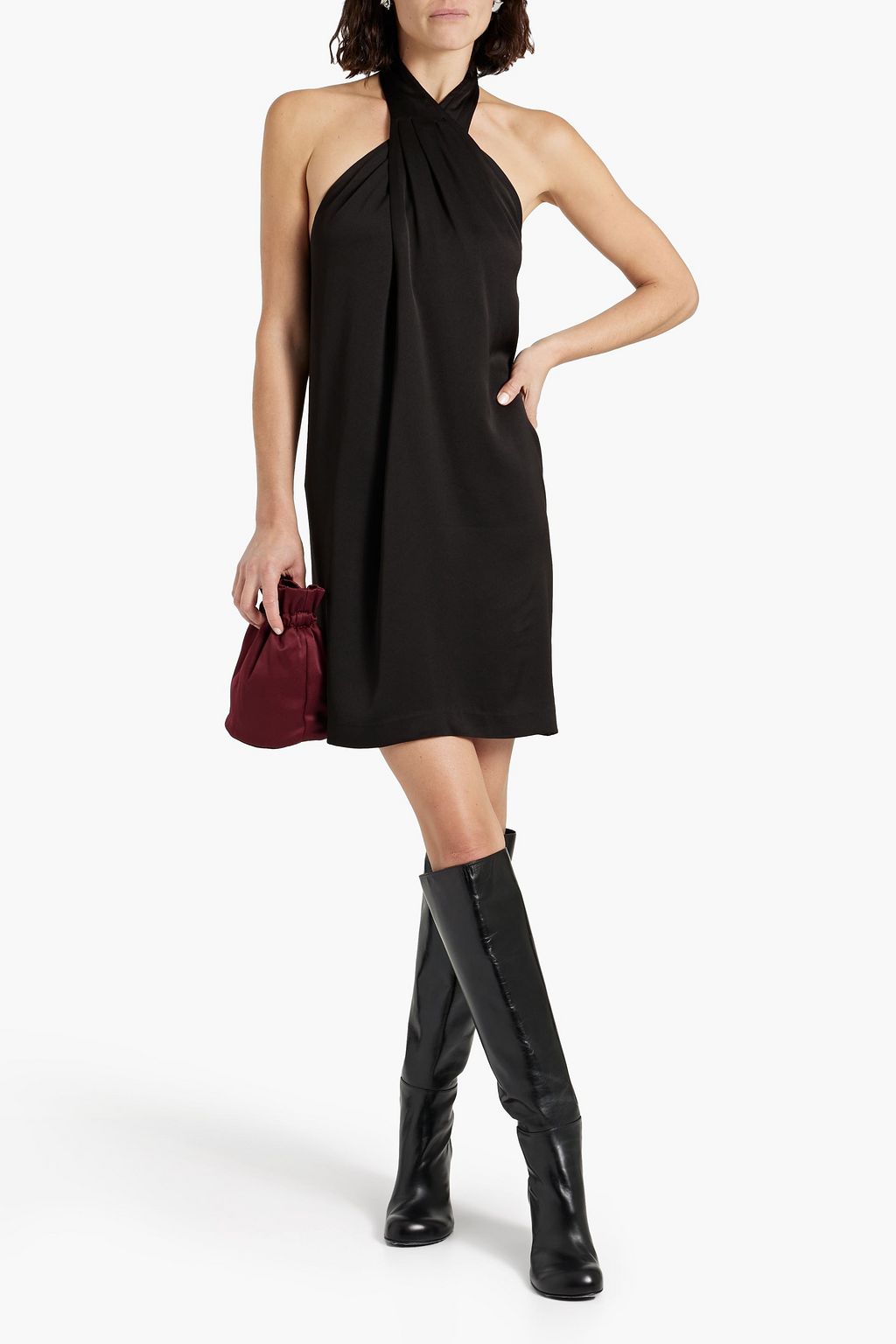3.1 PHILLIP LIM Twist-front satin-crepe halterneck dress