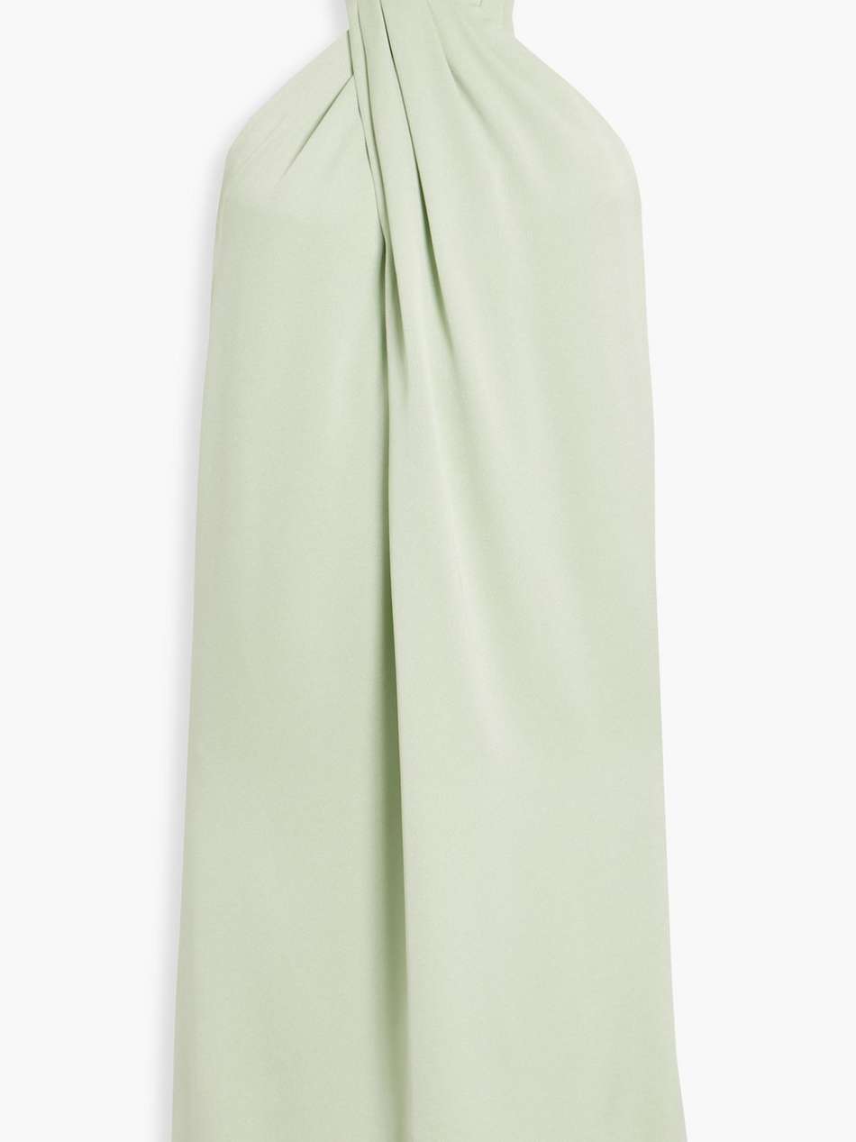 twist-front satin-crepe halterneck dress