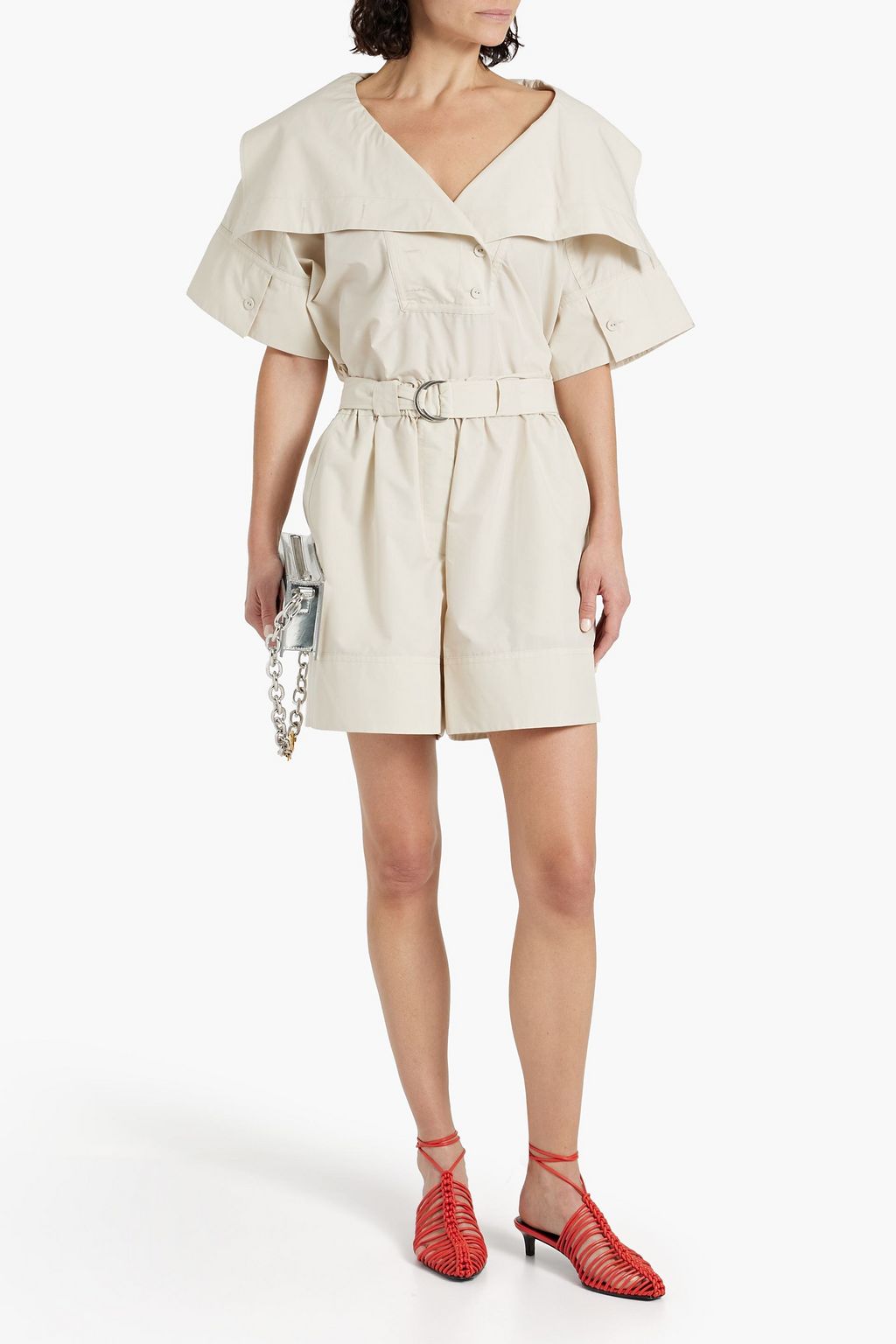 3.1 PHILLIP LIM Belted cotton-blend poplin playsuit