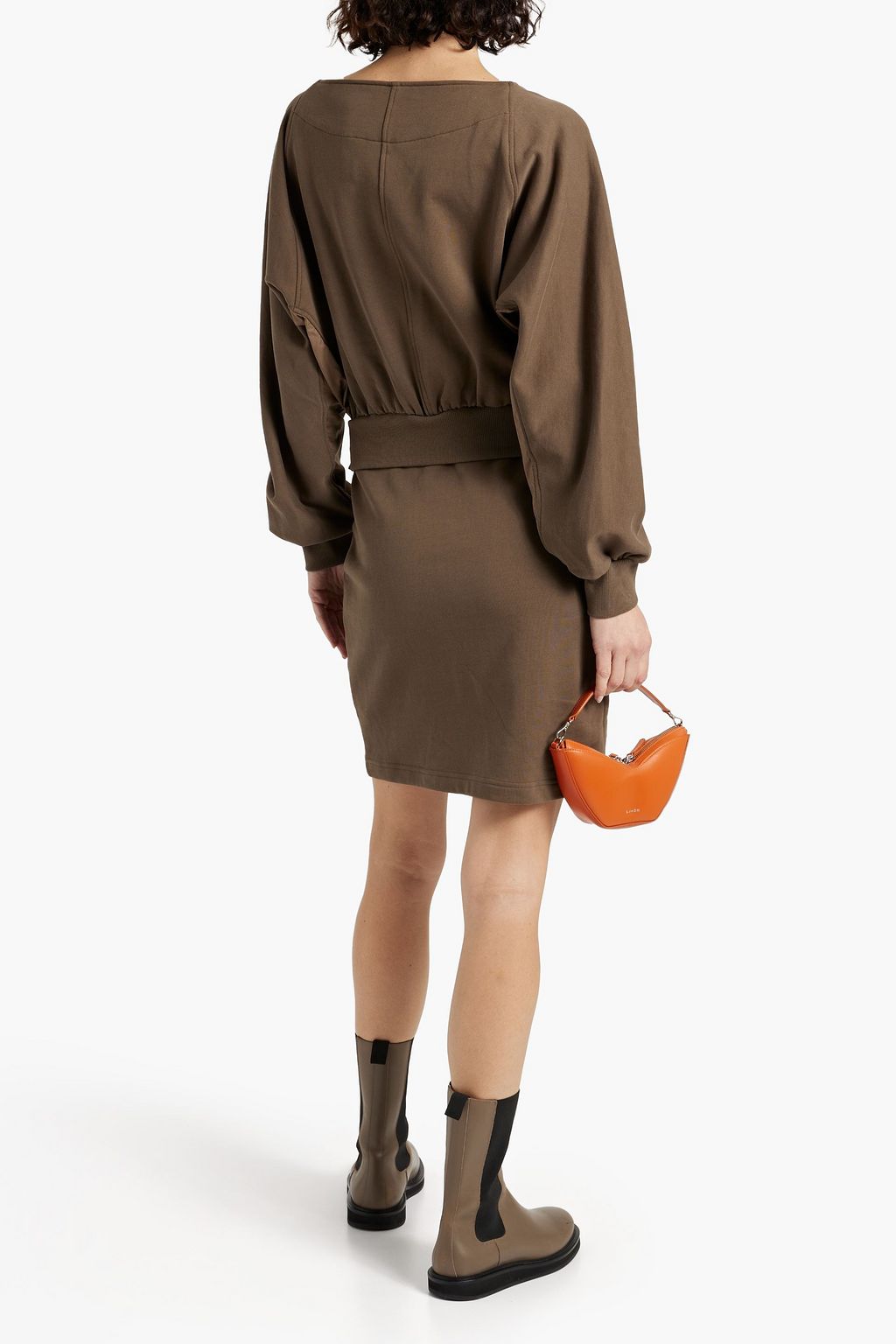 3.1 PHILLIP LIM فستان قصير من قطن تيري فرنسي مطاطي بحواف من البوبلين