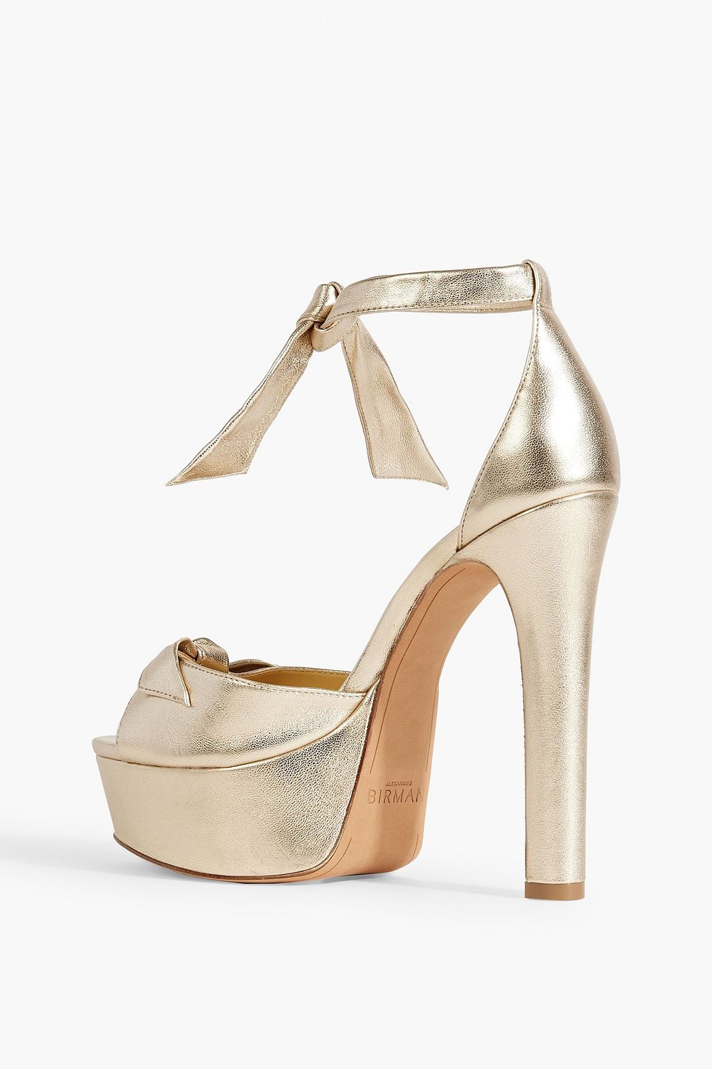 ALEXANDRE BIRMAN Clarita レザー プラットフォームサンダル リボン付き メタリック