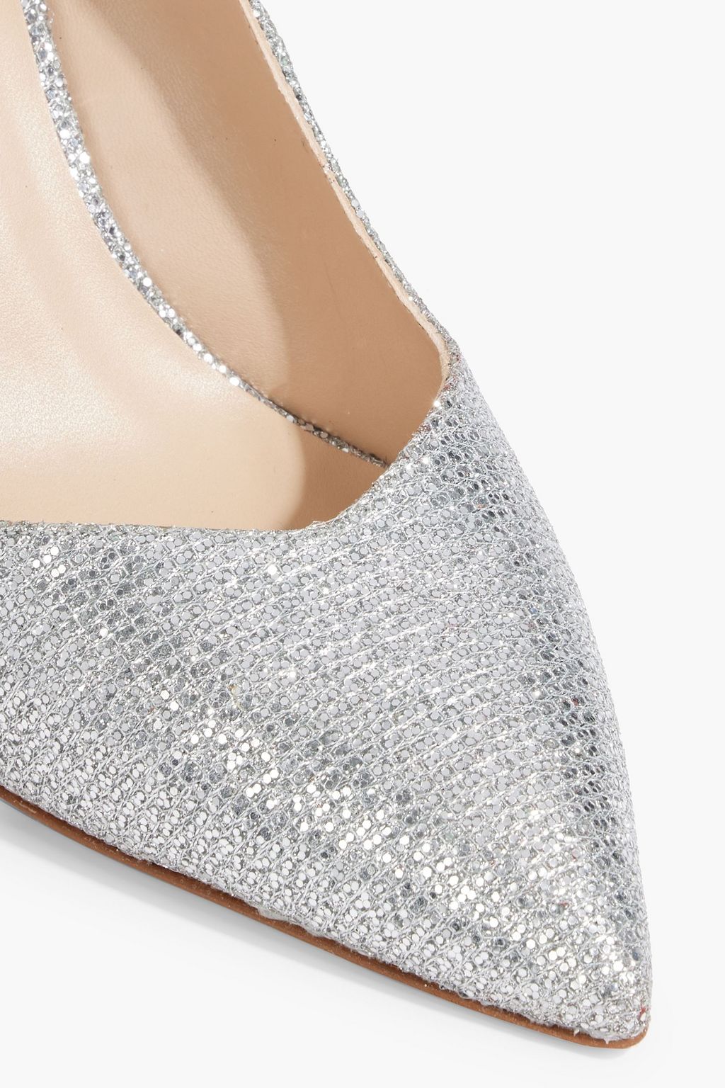STUART WEITZMAN Anny 100 glittered woven pumps