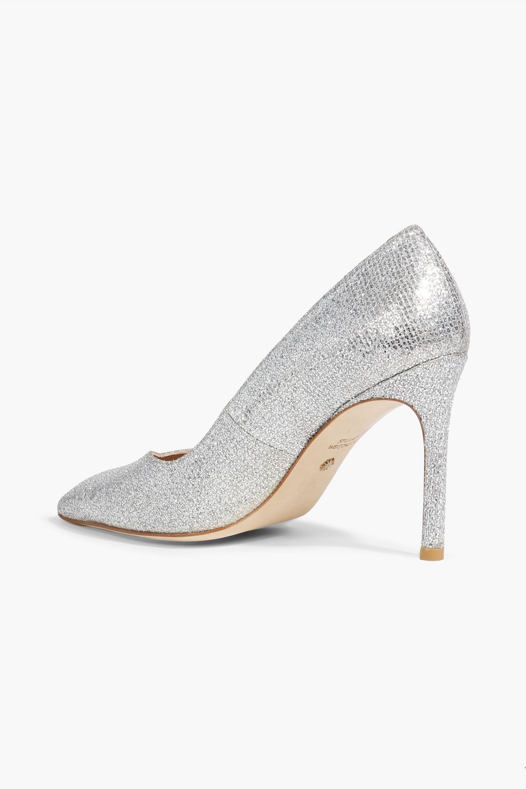STUART WEITZMAN Anny 100 glittered woven pumps