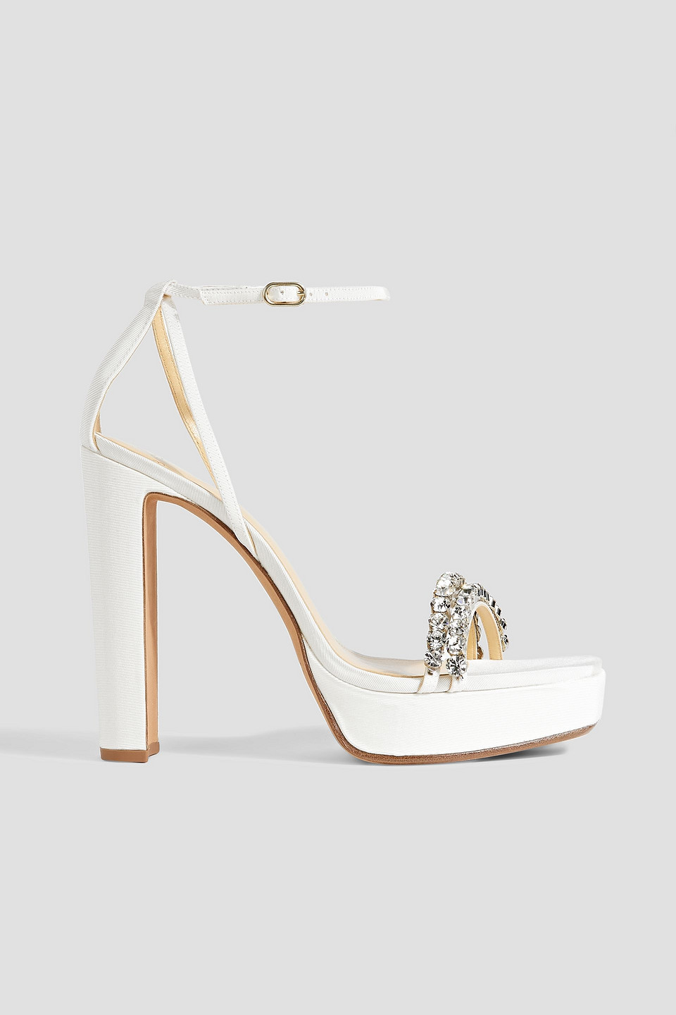 Alexandre Birman Agnes Crystal-embellished Faille Platform Sandals In White