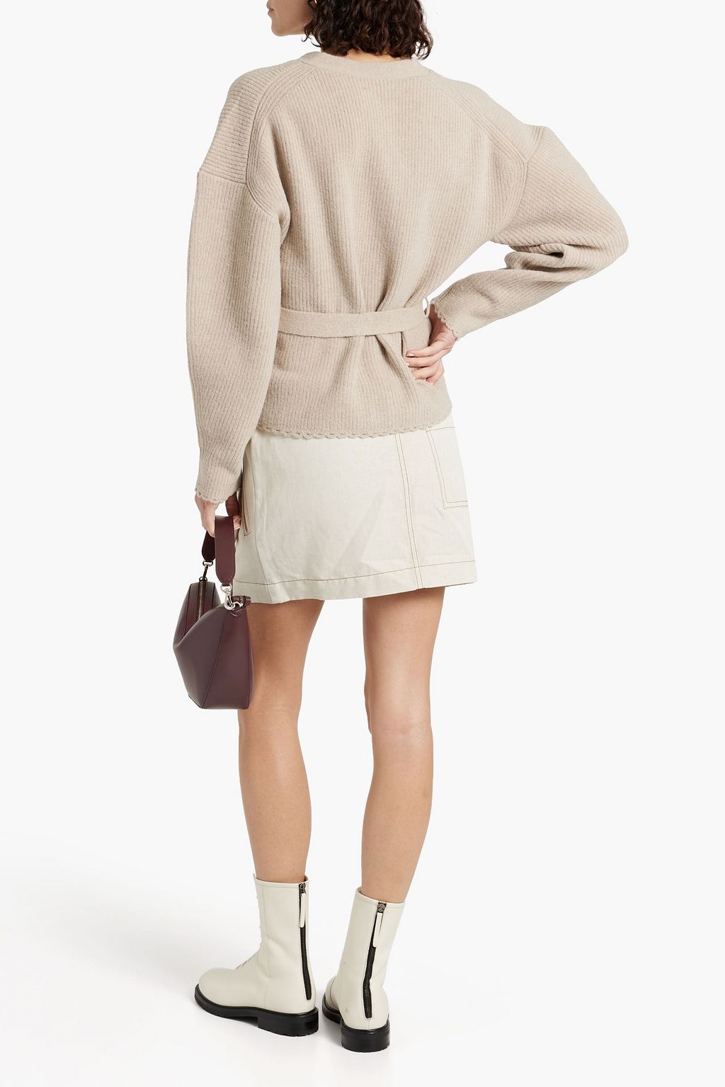 3.1 PHILLIP LIM تنورة قصيرة من مزيج الكتّان والقطن