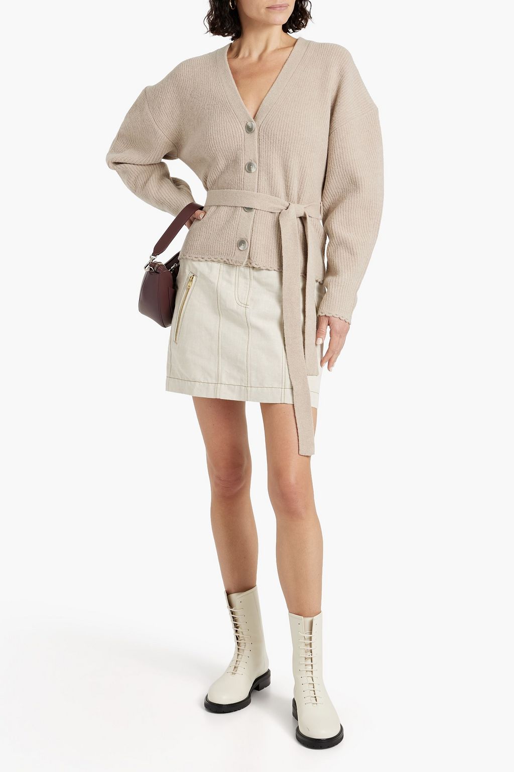 3.1 PHILLIP LIM تنورة قصيرة من مزيج الكتّان والقطن