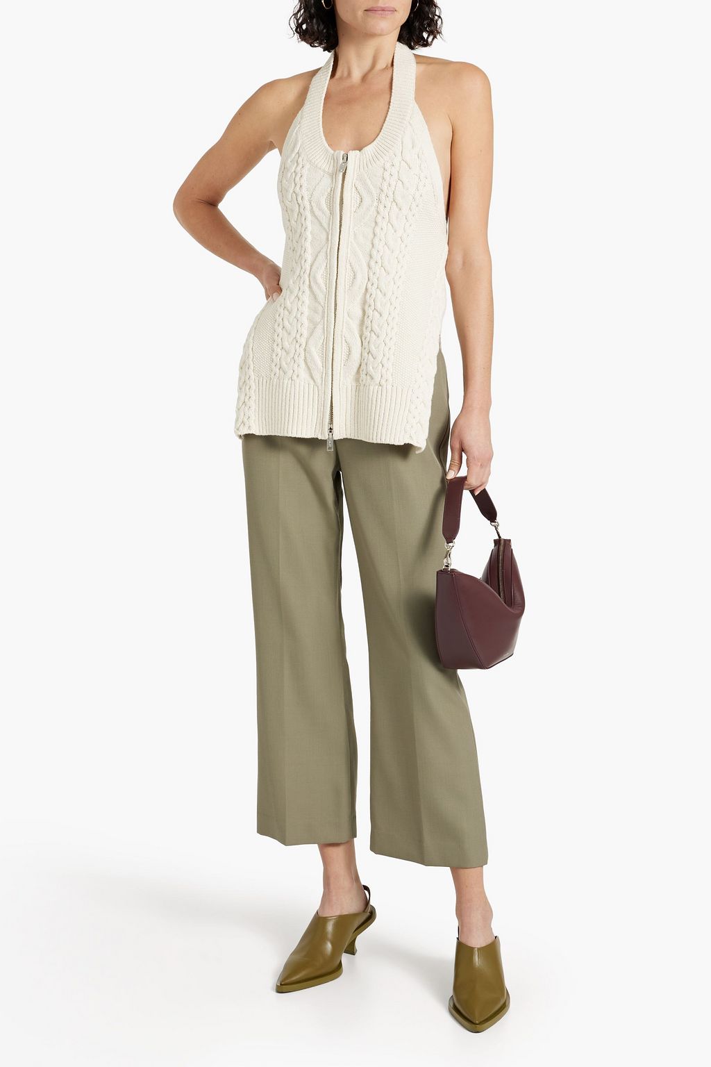 3.1 PHILLIP LIM Cable-knit wool-blend halterneck top