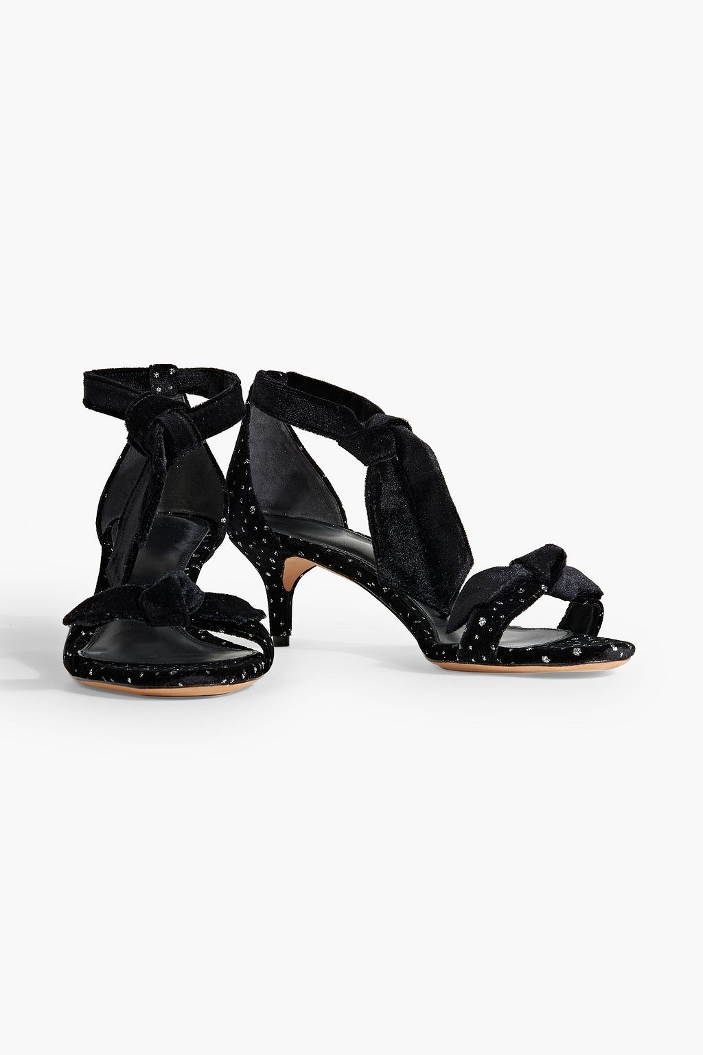 ALEXANDRE BIRMAN Clarita bow-embellished metallic fil coupé velvet sandals