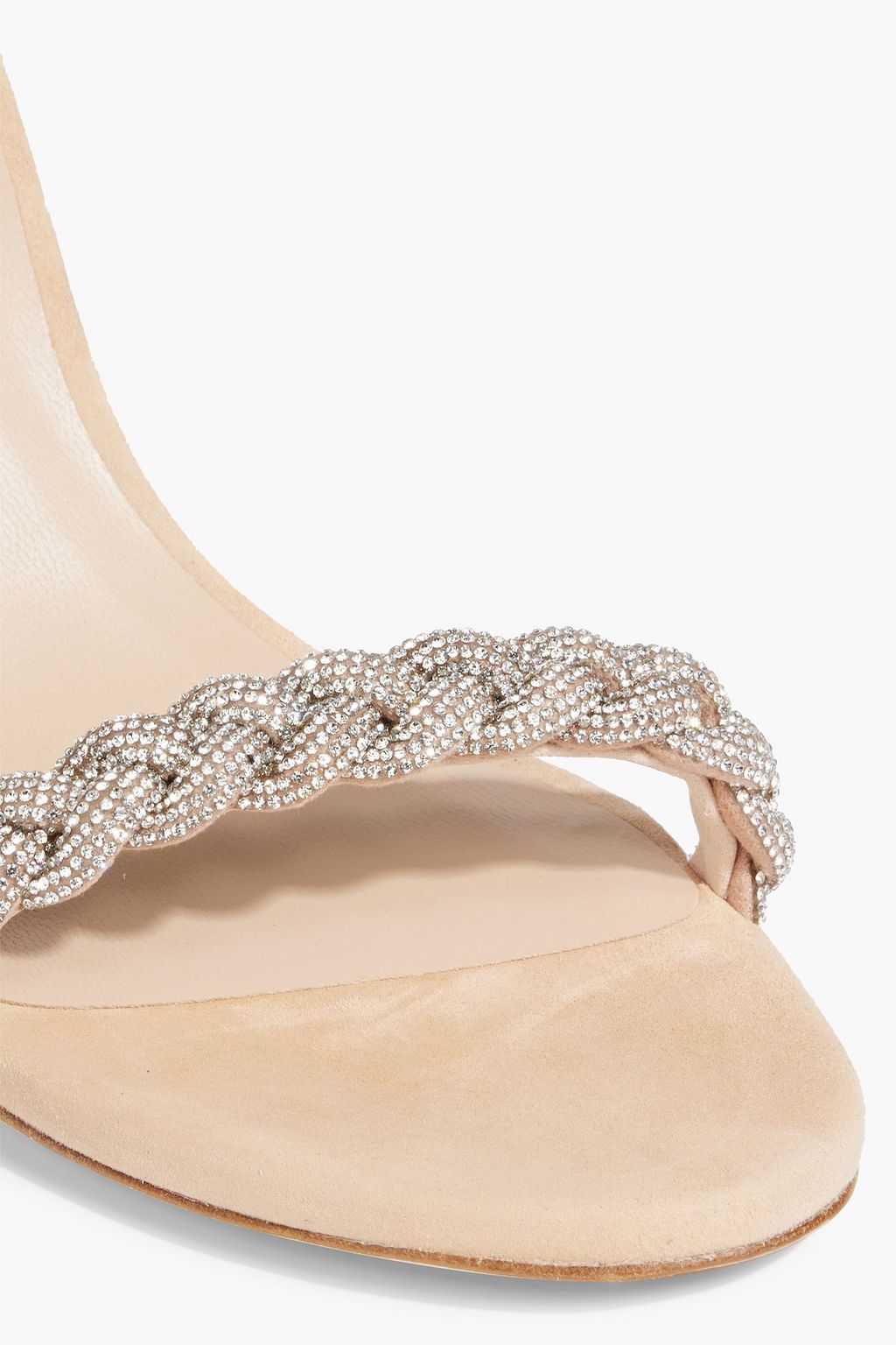 STUART WEITZMAN Crystal-embellished braided suede sandals
