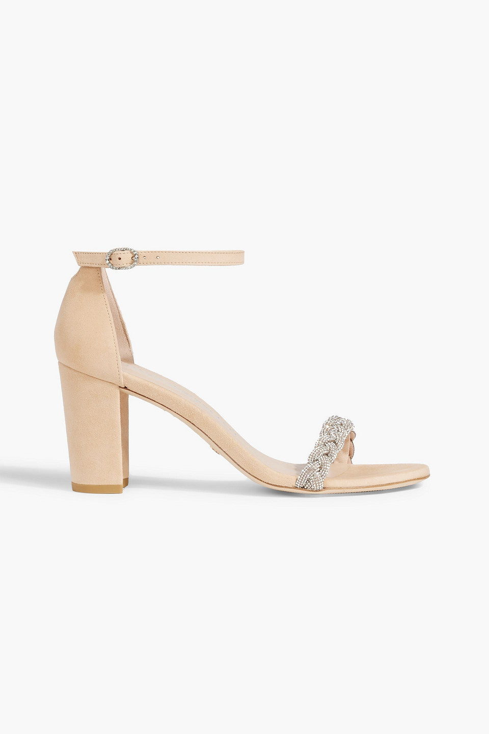 stuart weitzman - crystal-embellished braided suede sandals - neutral - us 4.5
