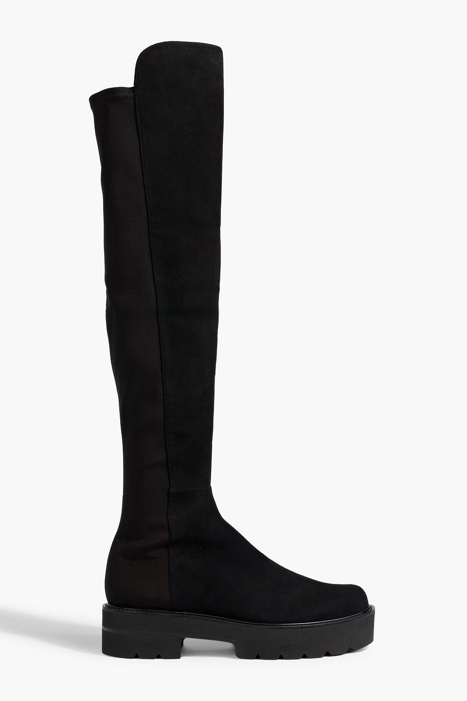 Shop Stuart Weitzman Neoprene And Suede Over-the-knee Boots In Black