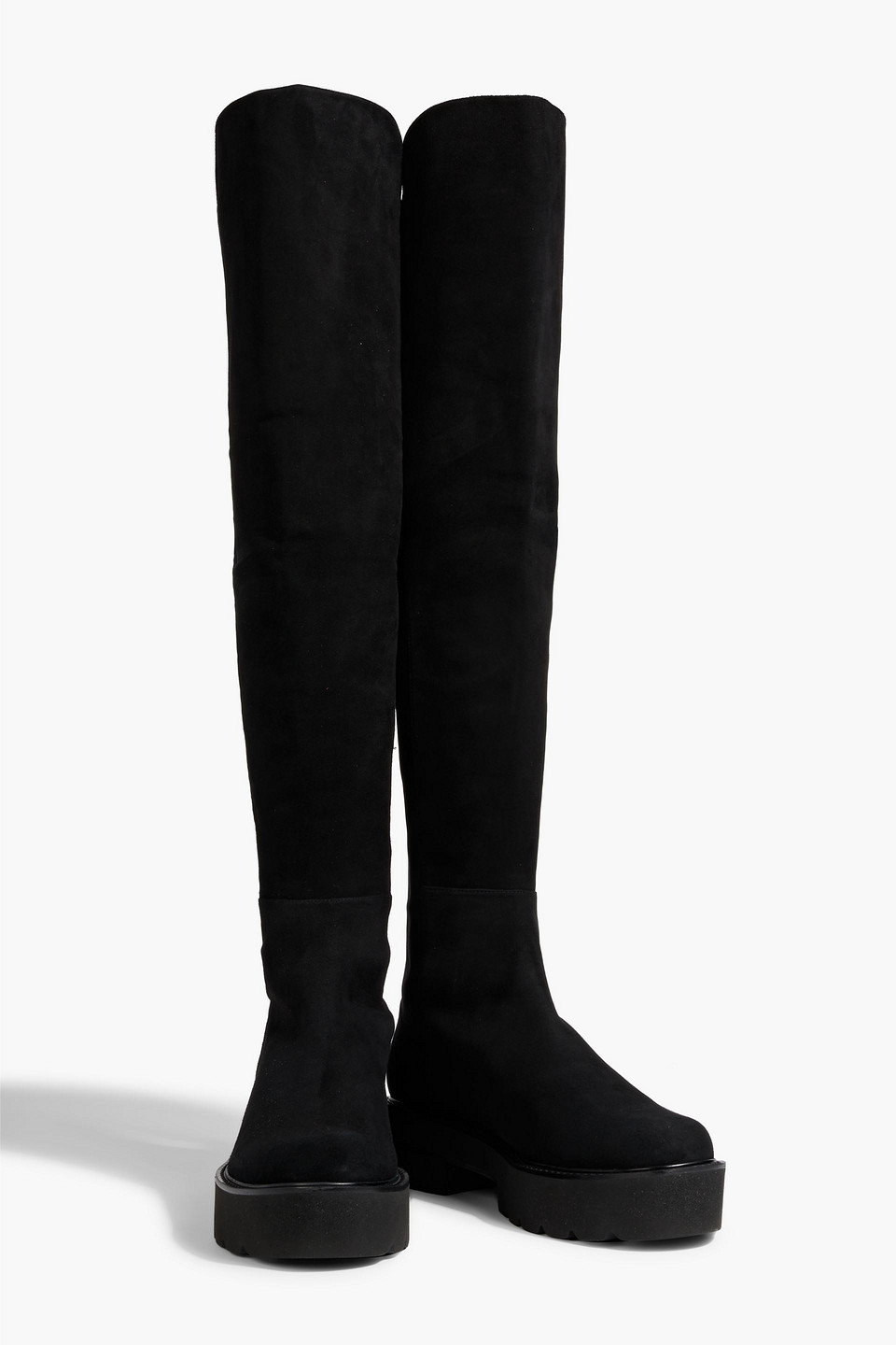 Shop Stuart Weitzman Neoprene And Suede Over-the-knee Boots In Black