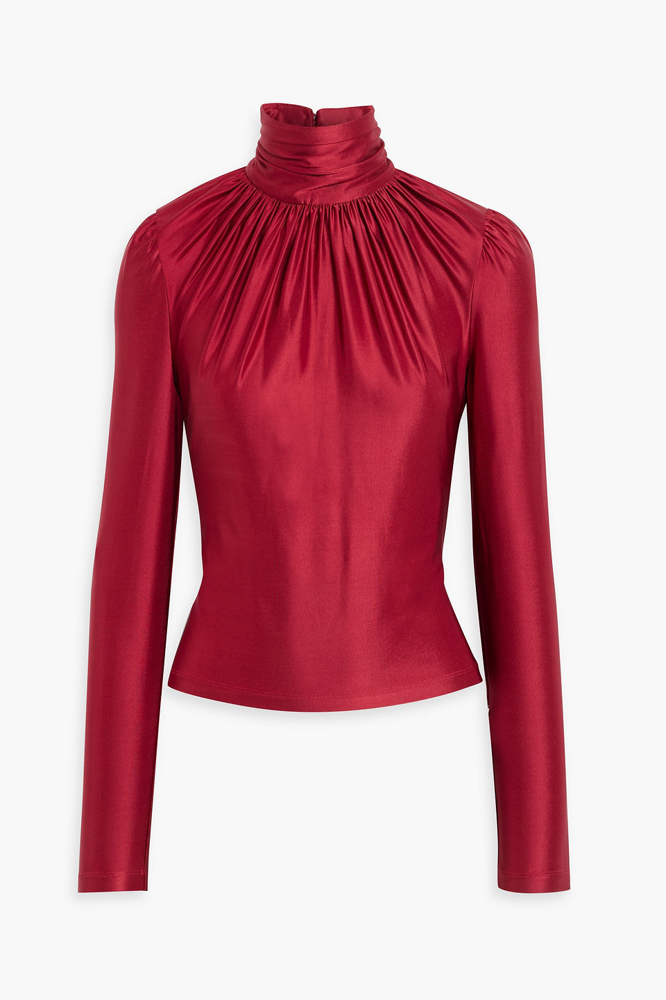 Rabanne Gathered Stretch-jersey Turtleneck Top In Crimson