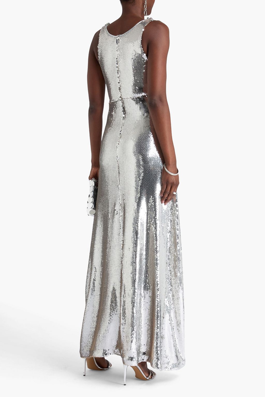 RABANNE Cutout sequined crepe maxi dress