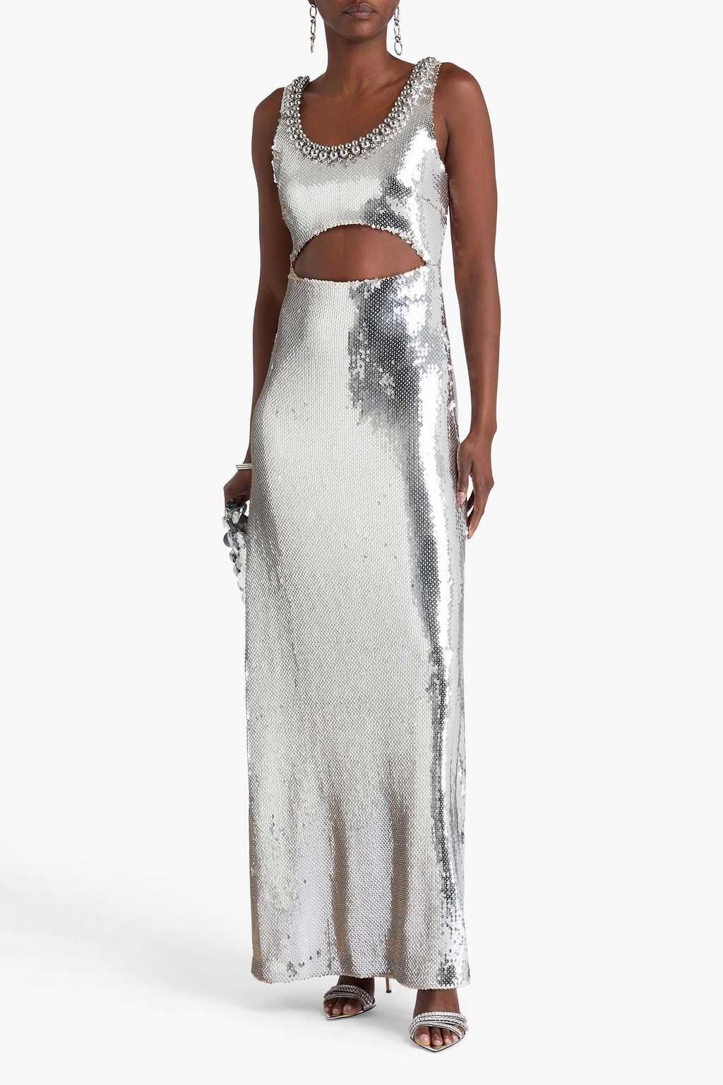 RABANNE Cutout sequined crepe maxi dress