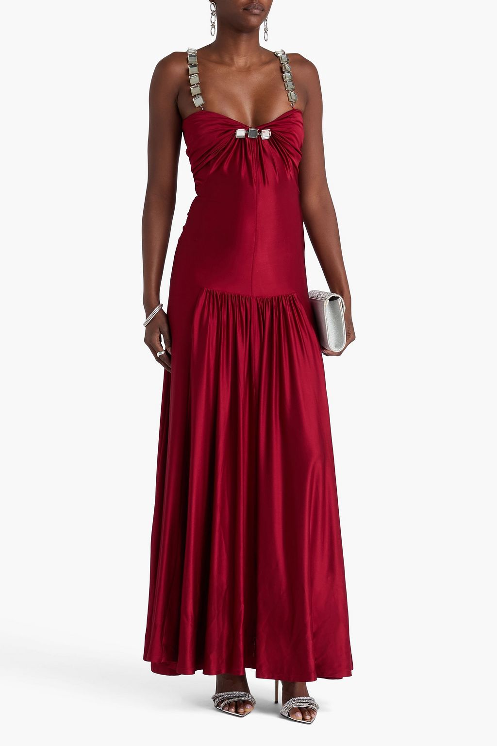 RABANNE Crystal-embellished jersey maxi dress