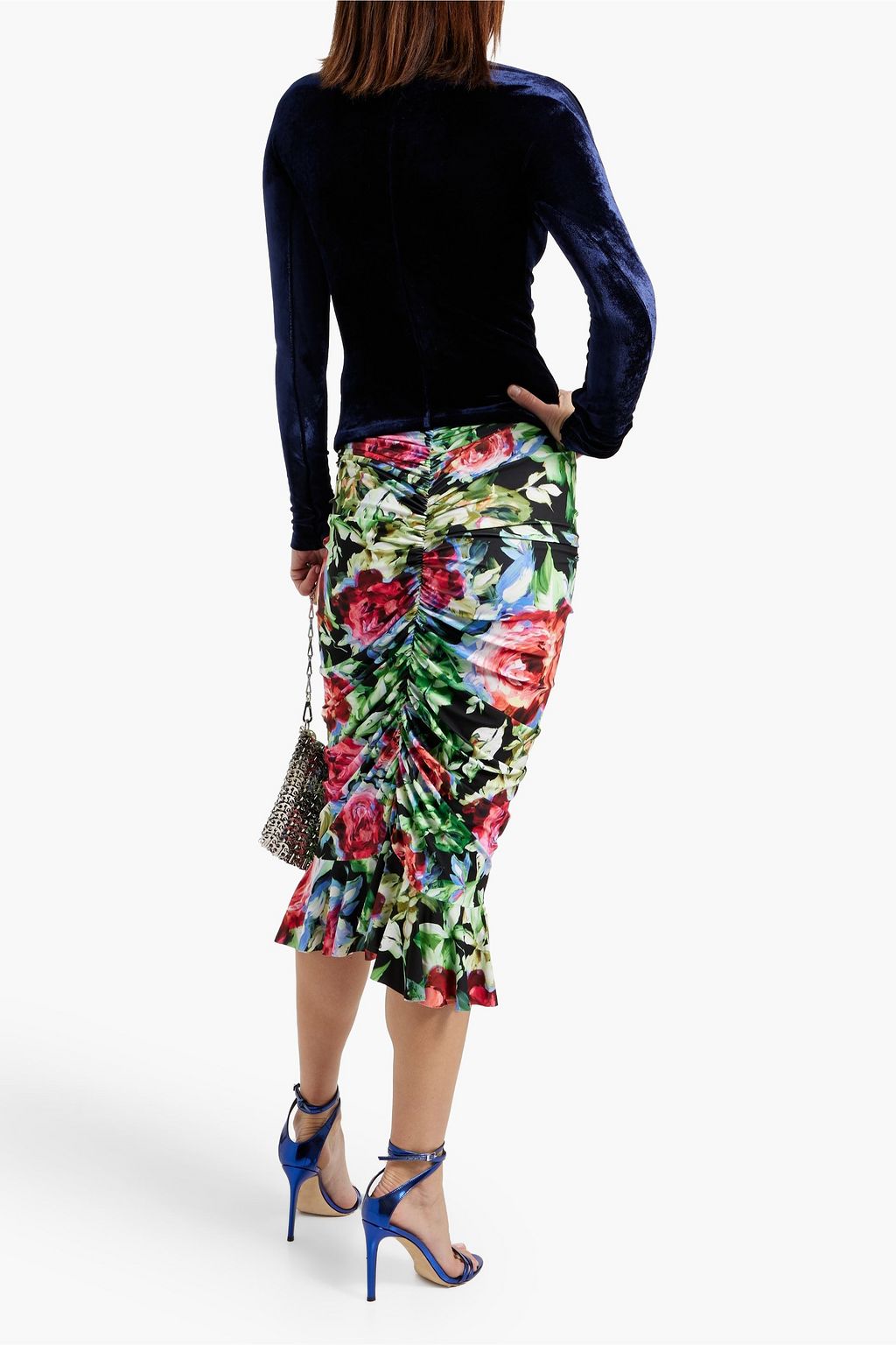 RABANNE Ruched velvet top