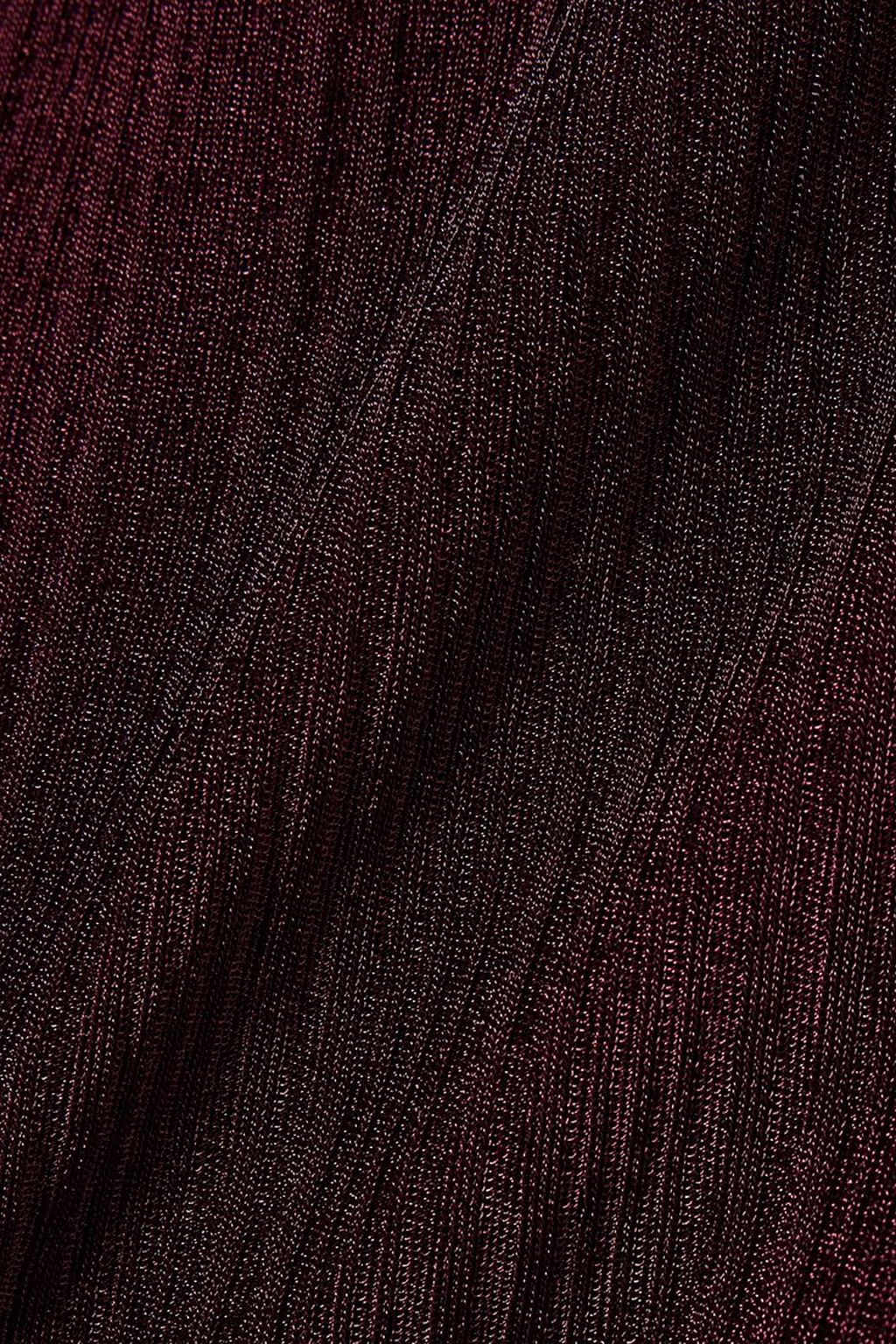 RABANNE Tie-detailed metallic plissé-knit sweater