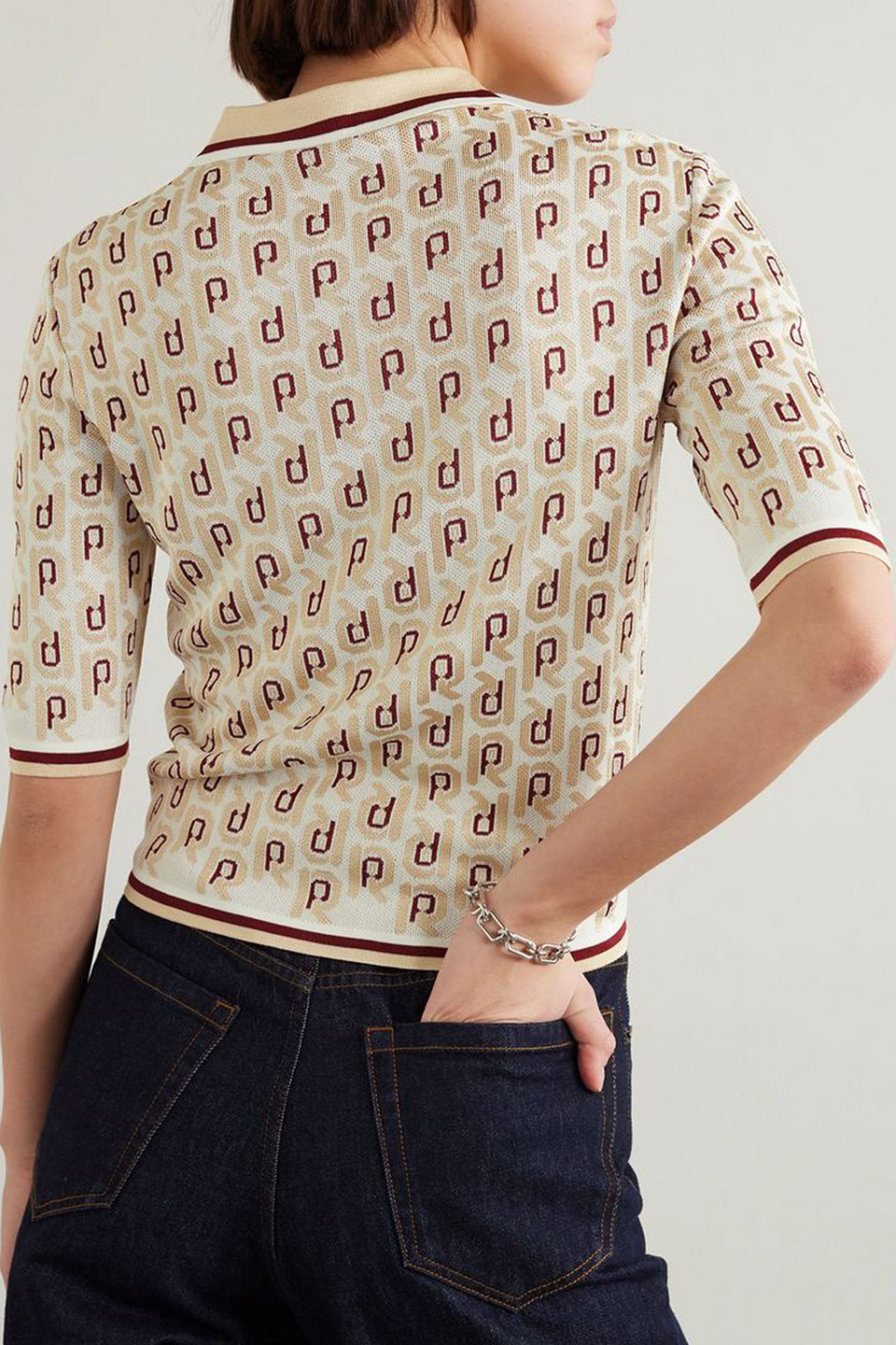 RABANNE METALLIC JACQUARD-KNIT POLO SHIRT