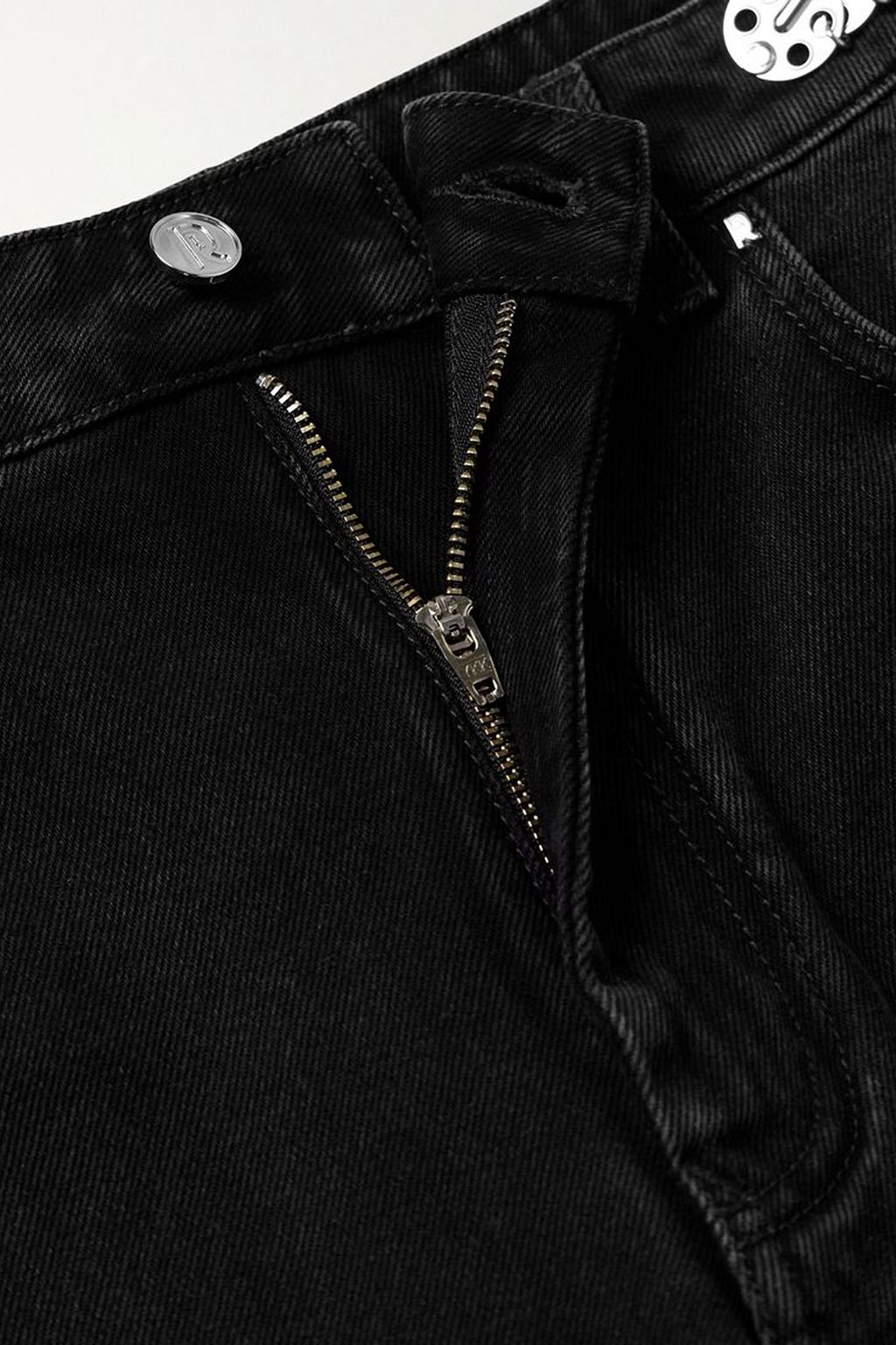RABANNE Chainmail-embellished high-rise straight-leg jeans