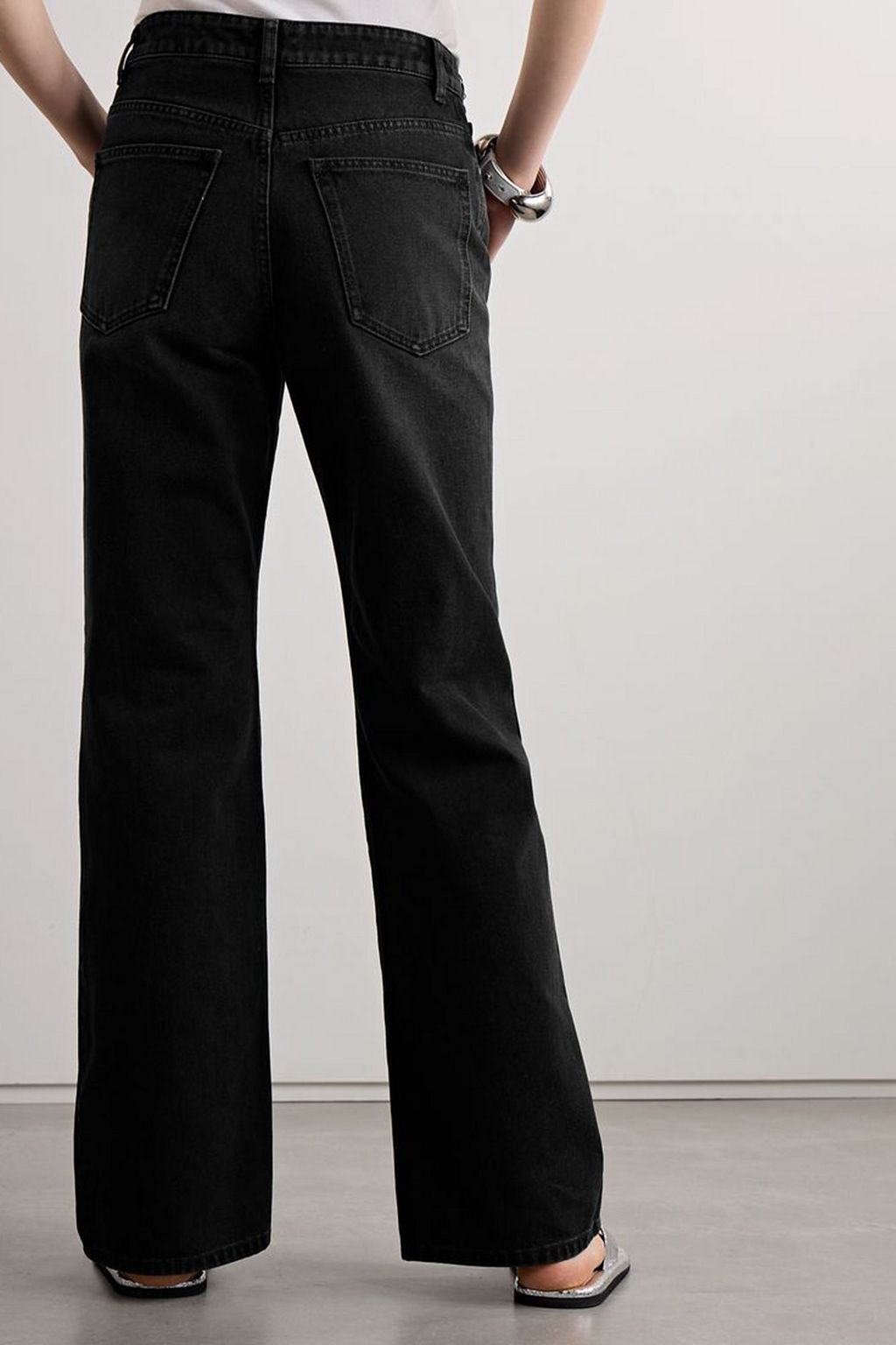 RABANNE Chainmail-embellished high-rise straight-leg jeans