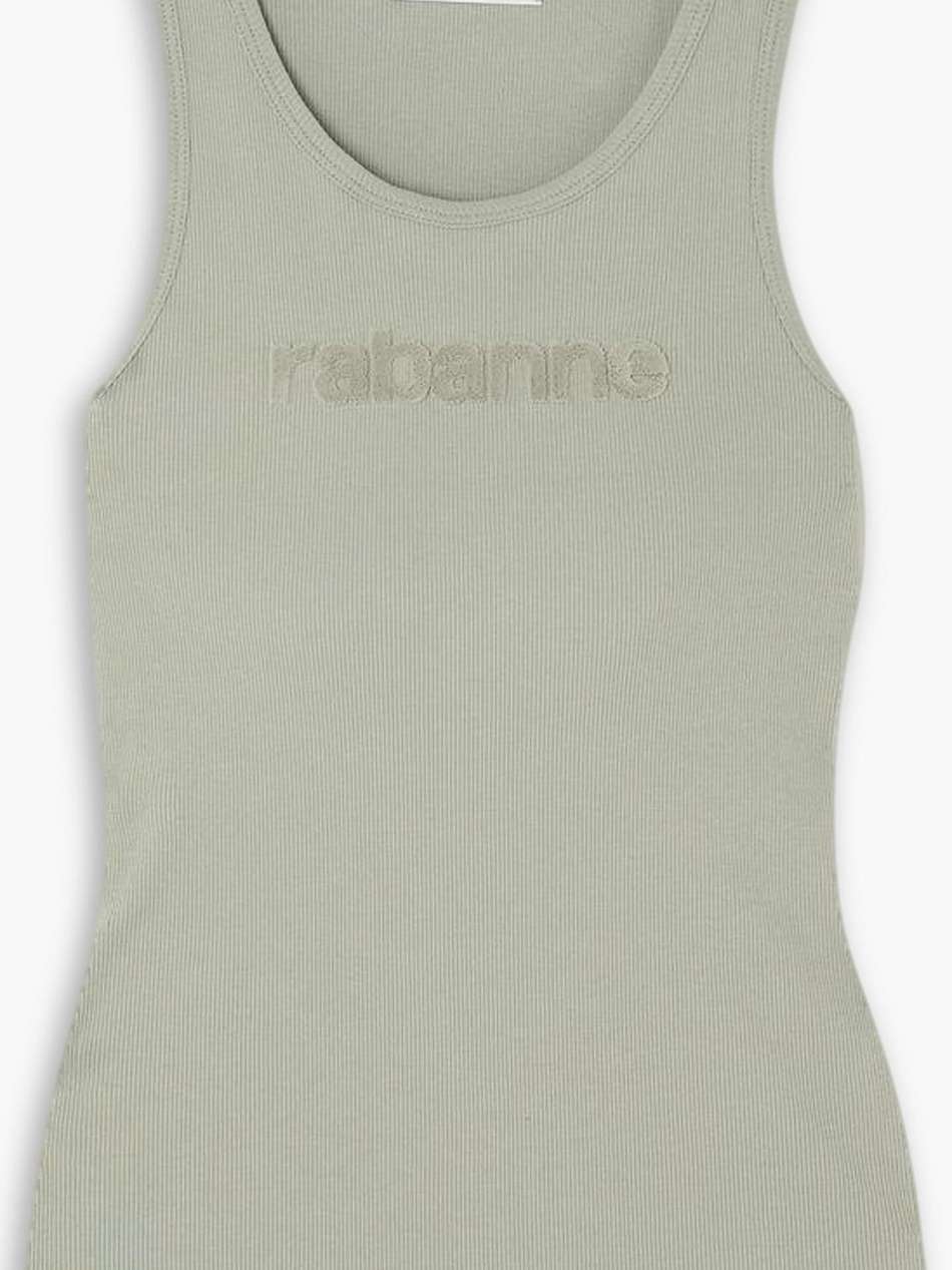 flocked ribbed cotton-blend jersey tank