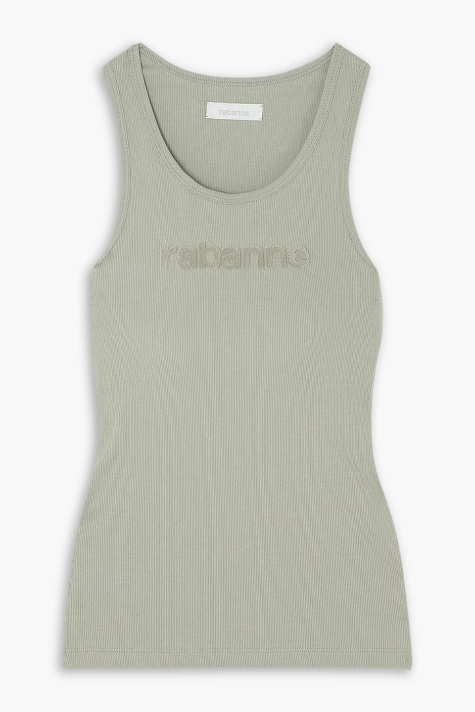 Rabanne Flocked Ribbed Cotton-blend Jersey Tank In Gray