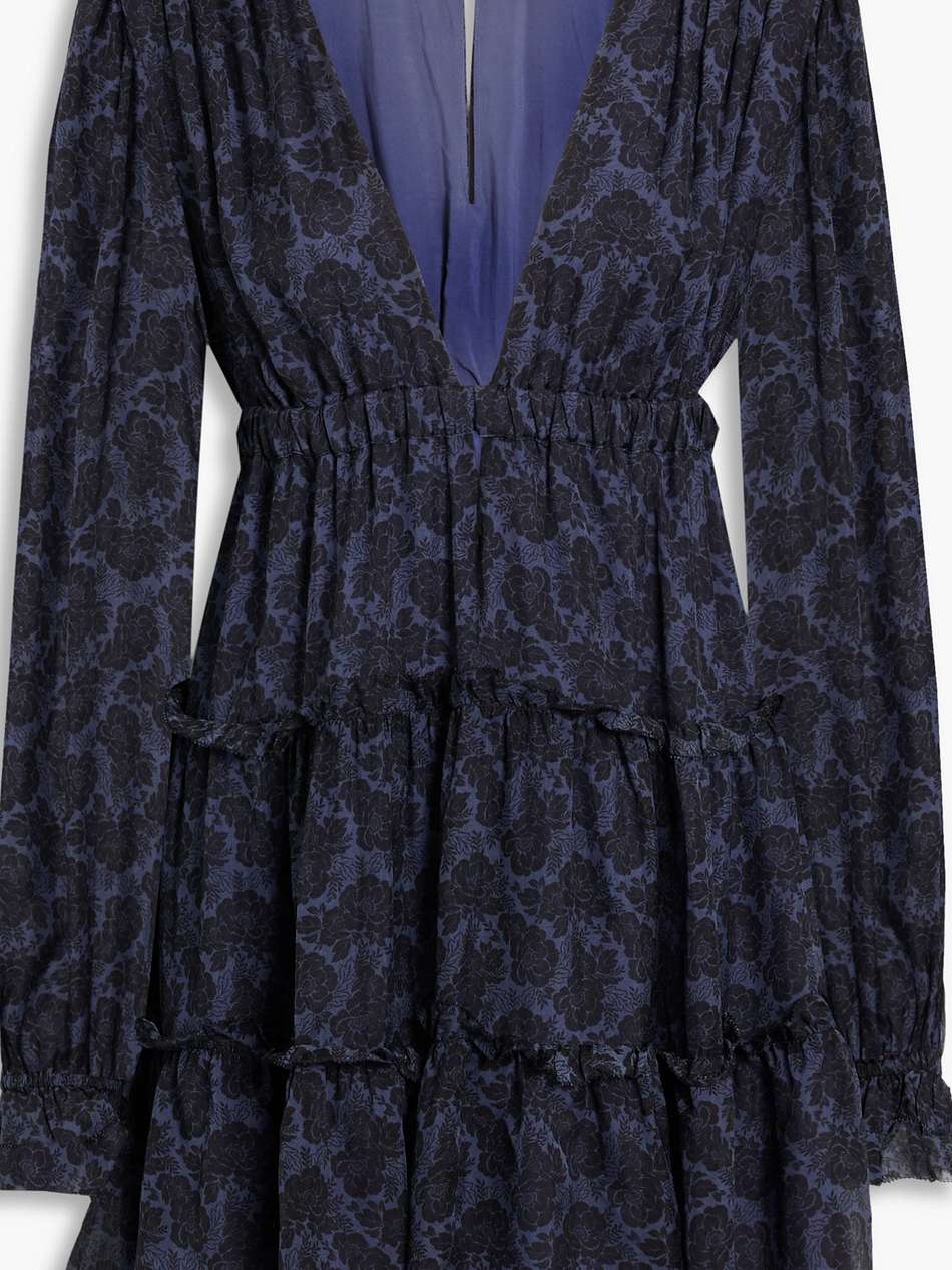 venezia tiered floral-print silk-chiffon mini dress