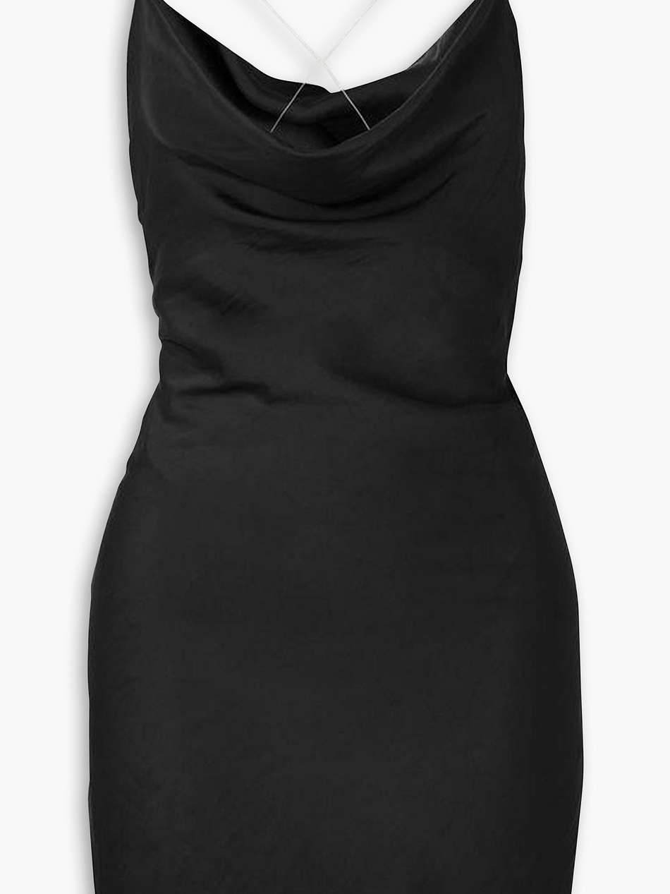 open-back draped satin mini dress