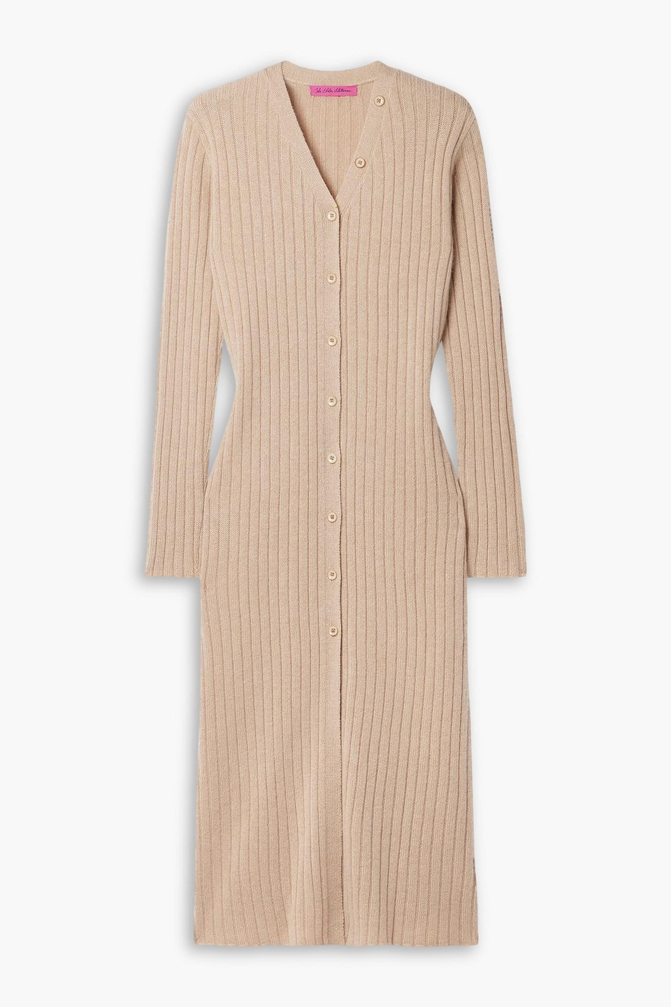 The Elder Statesman Ribbed Cashmere Midi Dress In Brown