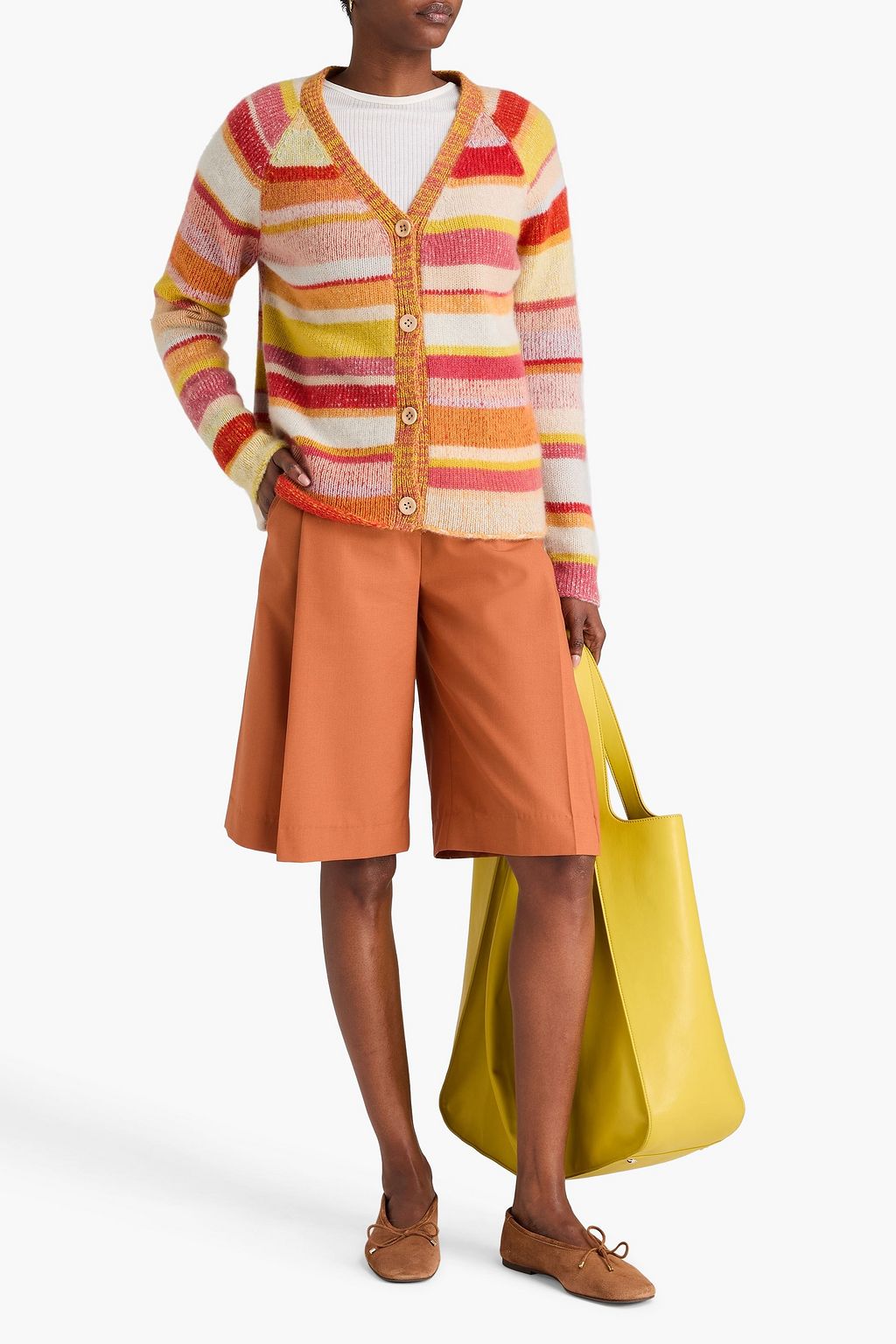 THE ELDER STATESMAN Striped cashmere cardigan