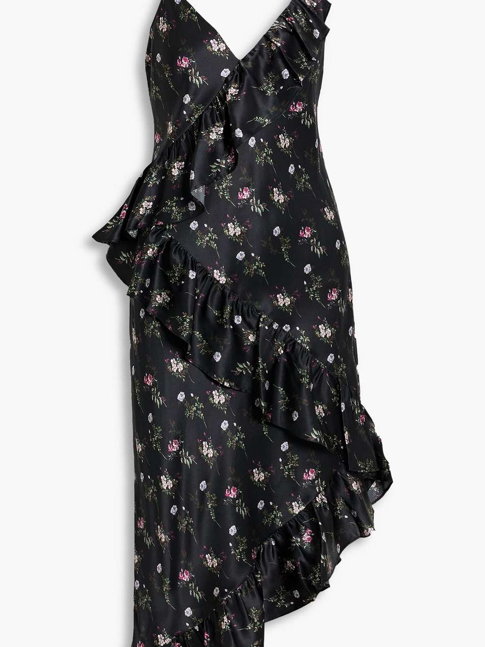 dua ruffled floral-print silk-satin midi dress