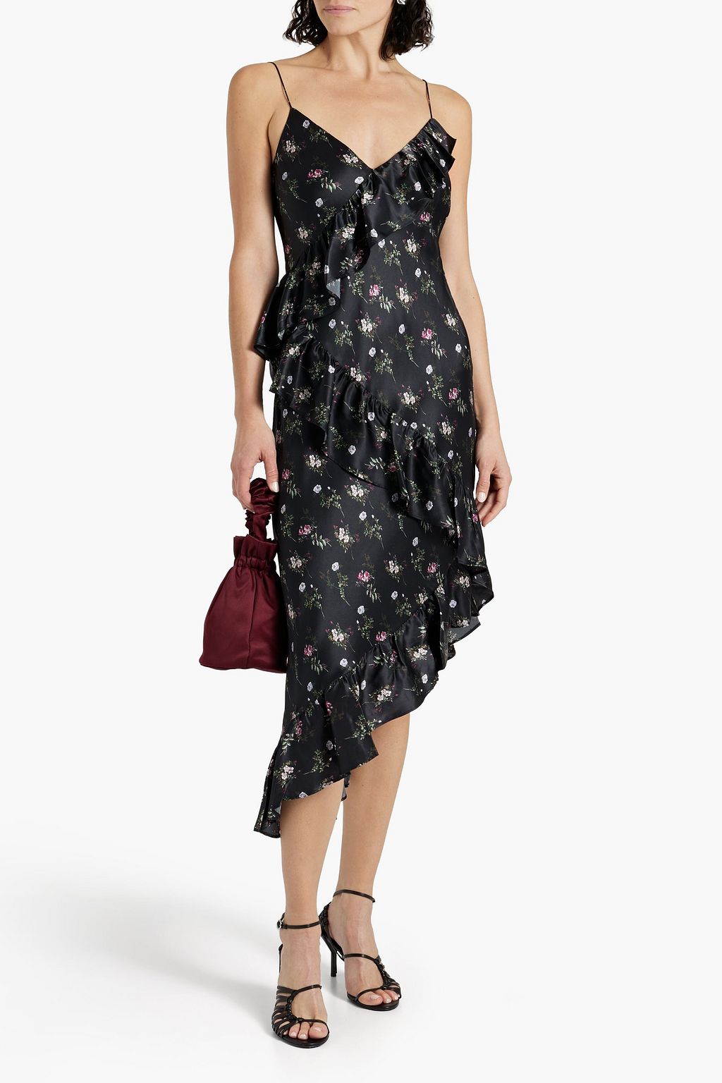 CAMI NYC Dua ruffled floral-print silk-satin midi dress