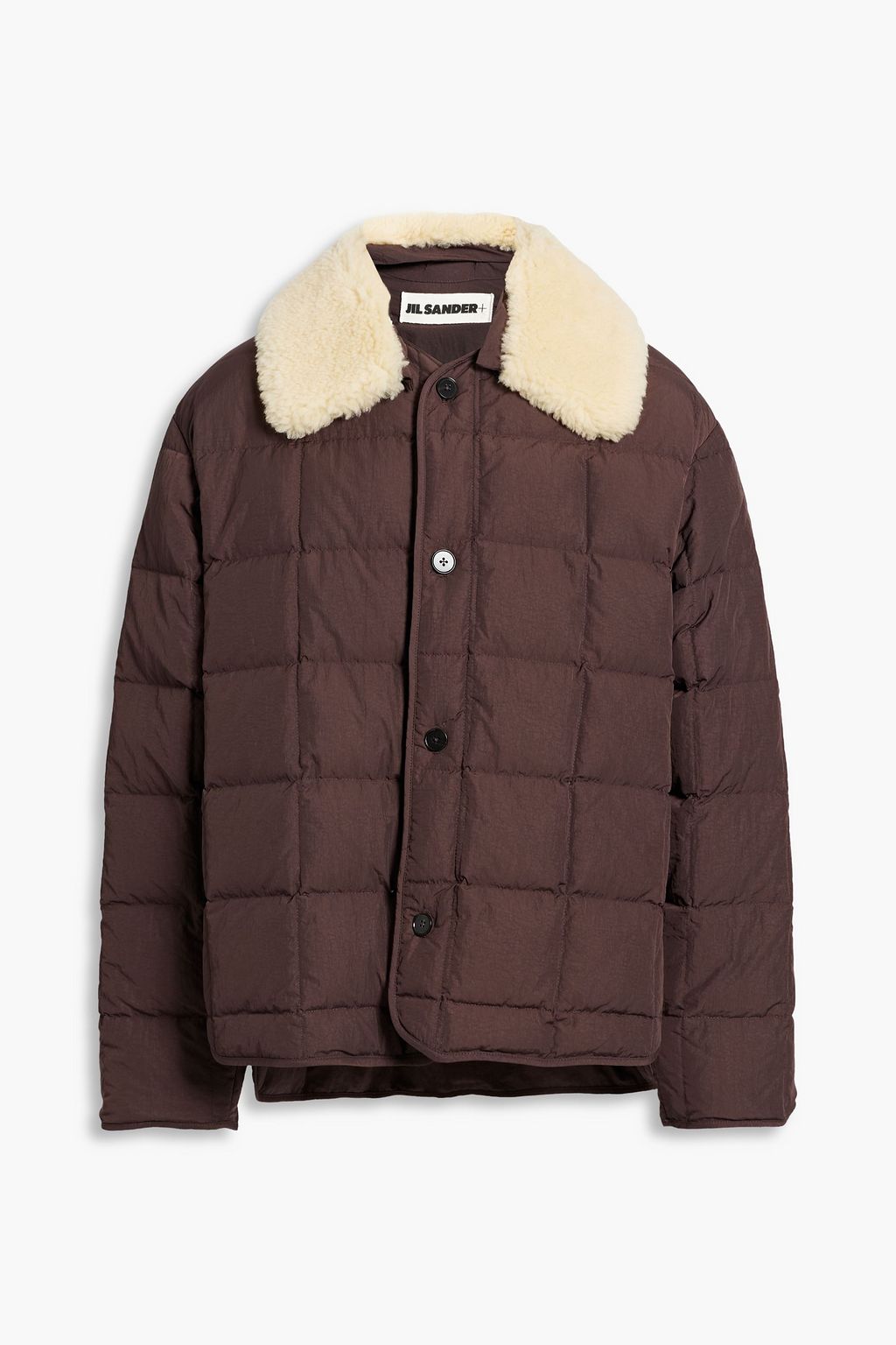 Shearling-trimmed quilted shell down jacket