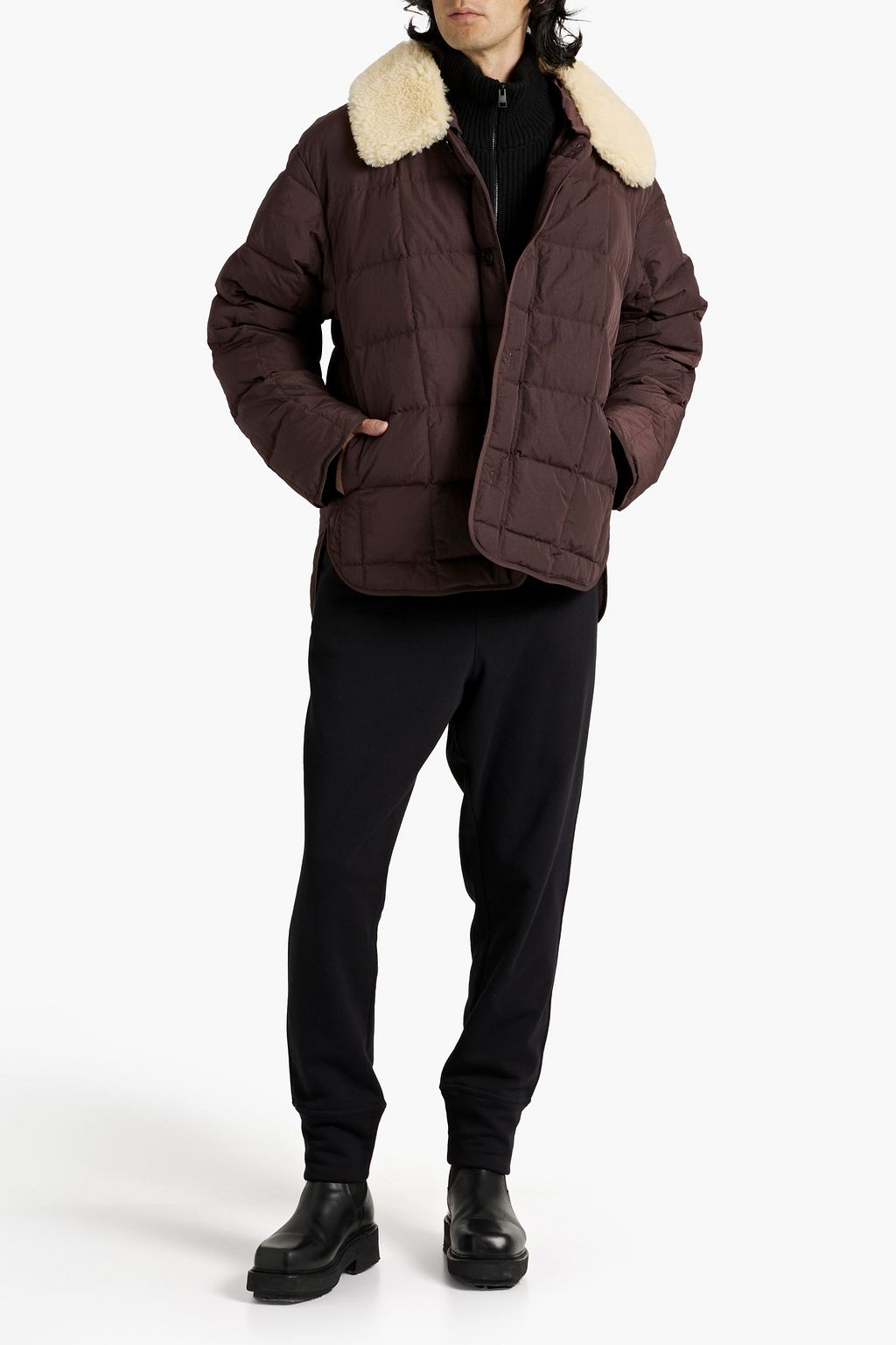 JIL SANDER Shearling-trimmed quilted shell down jacket