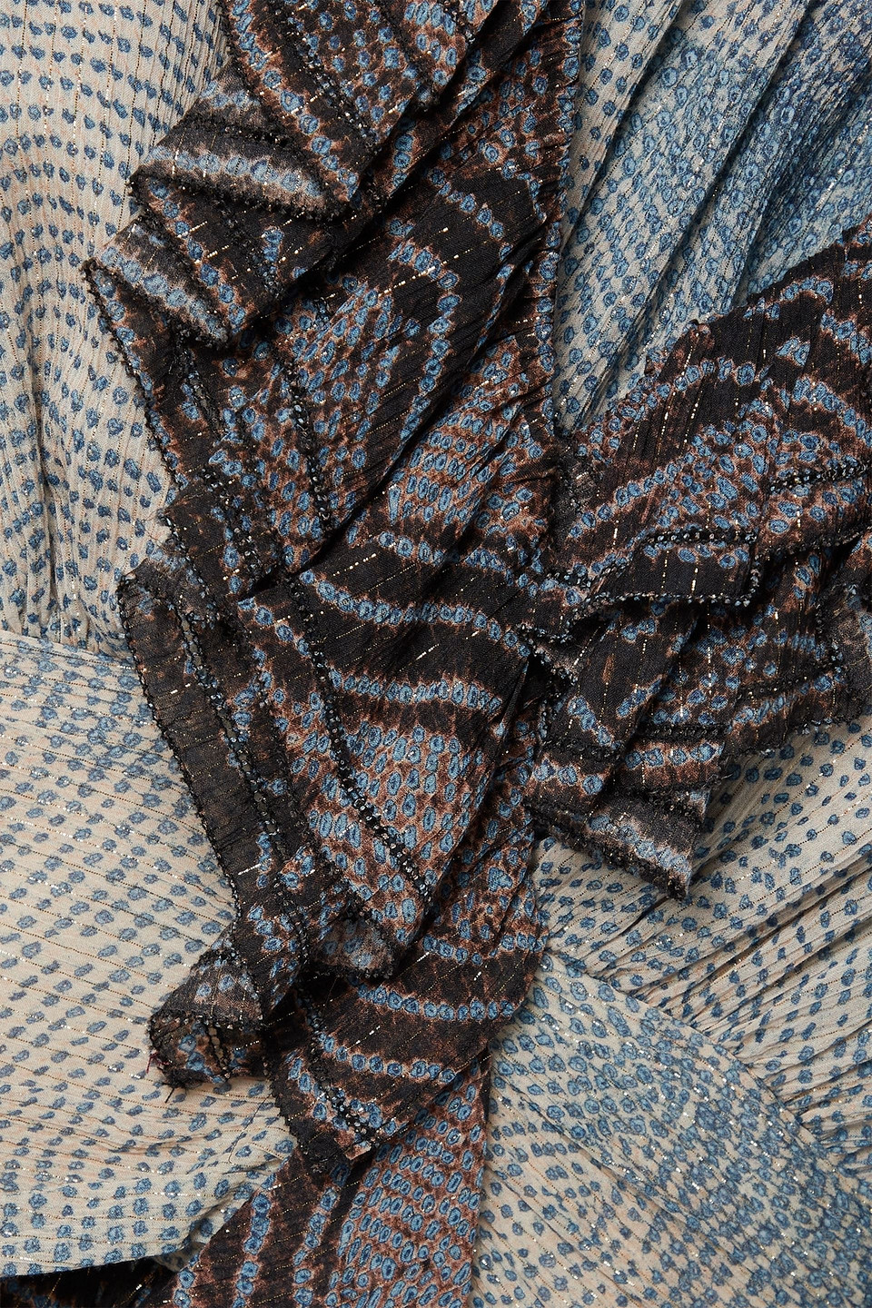 Ulla Johnson Sara Ruffled Printed Cotton-blend Crepon Mini Dress In Slate Blue