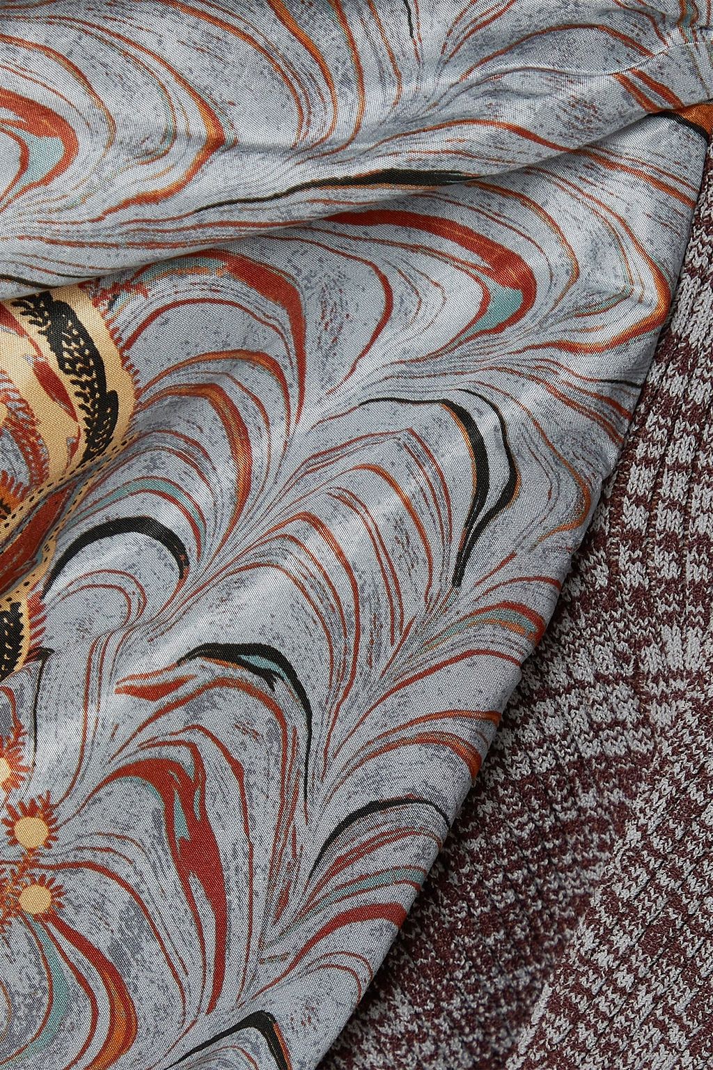 ULLA JOHNSON بلوزة قصيرة«إيفا» من نسيج بحبكة مضلّعة ونسيج تفتا مزينة بطبعات